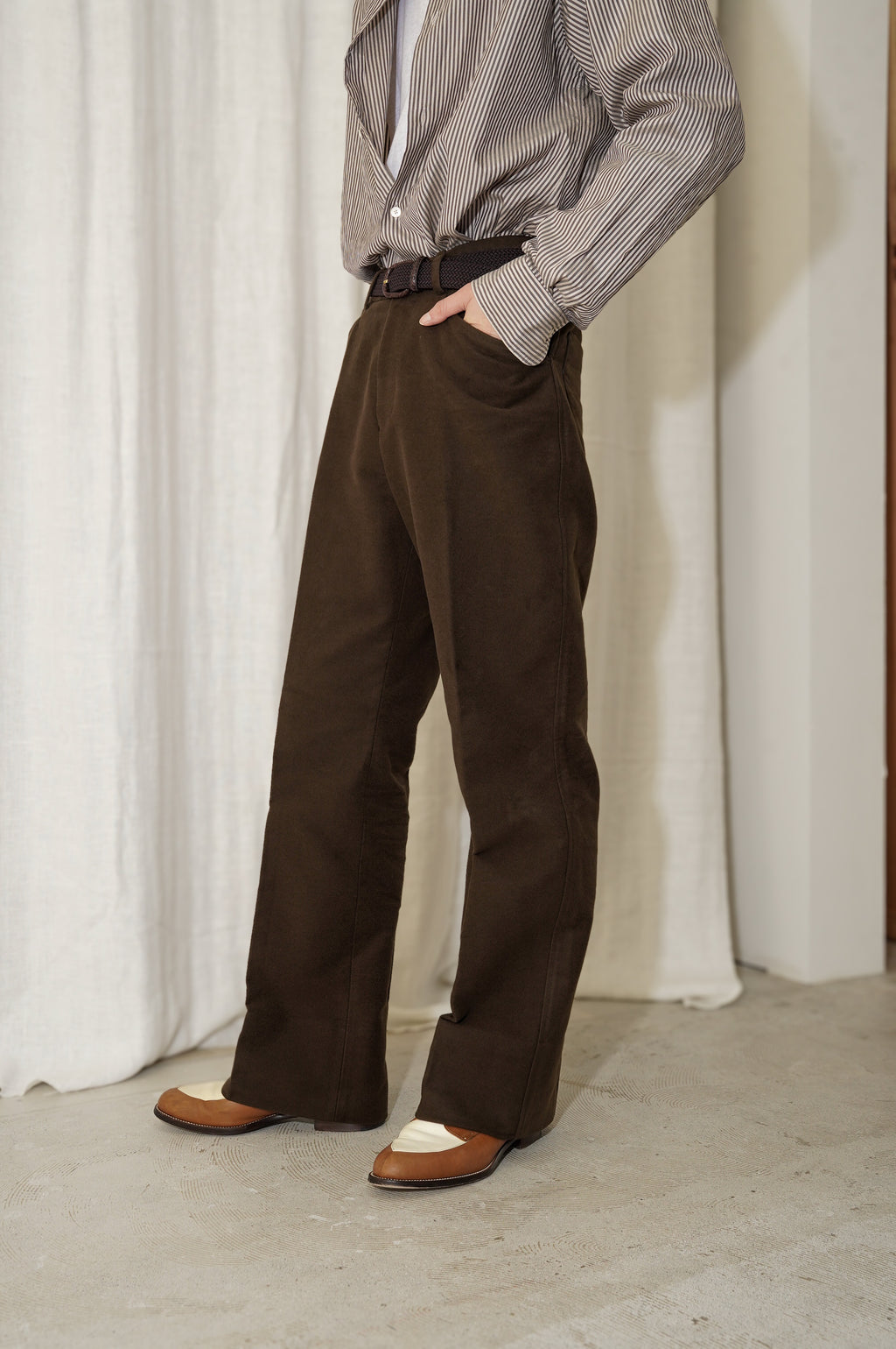 MAATEE&SONS "L POCKET NO PLEATS SLACKS"[D.BROWN]