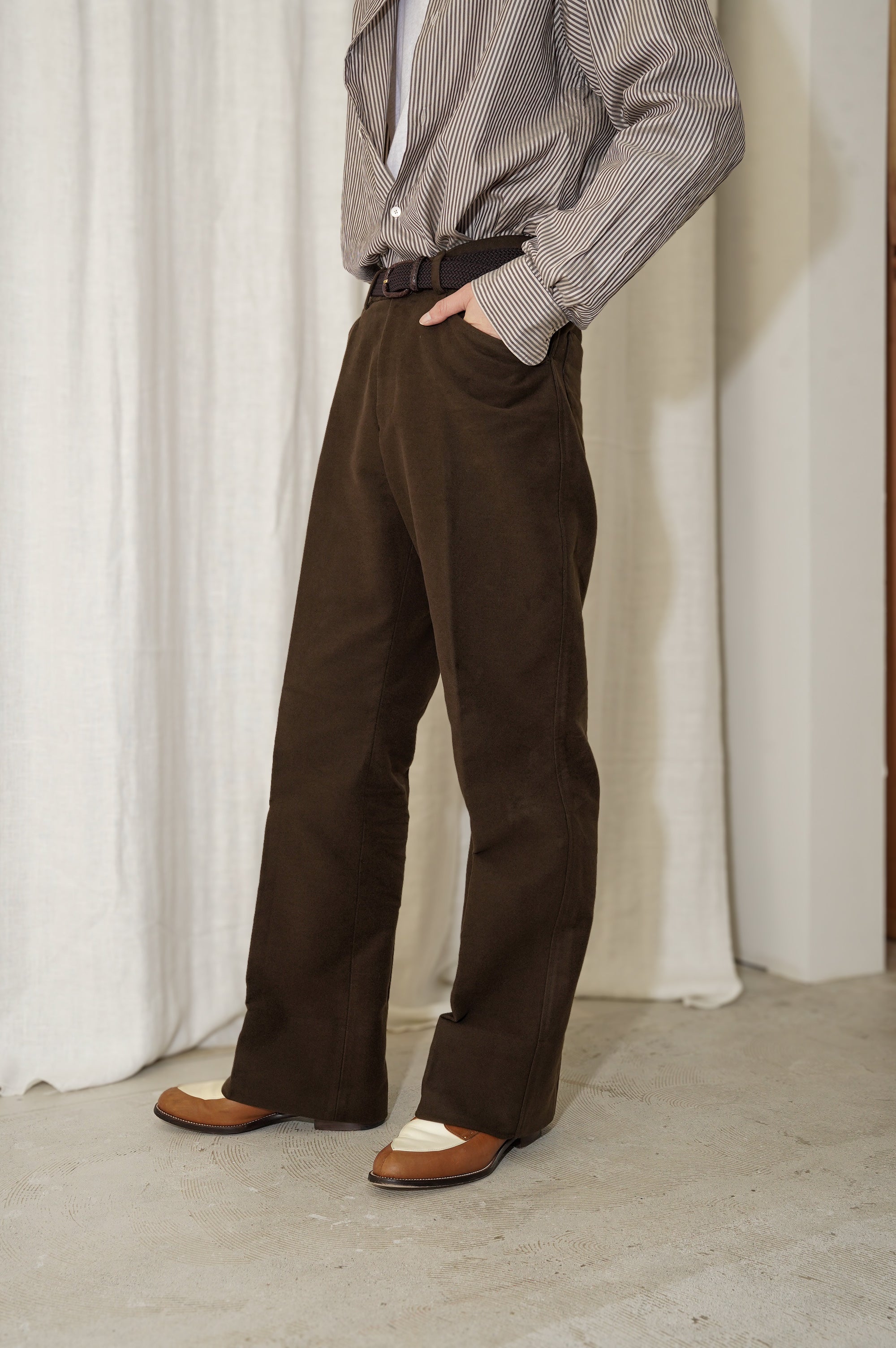 MAATEE&SONS "L POCKET NO PLEATS SLACKS"[D.BROWN]