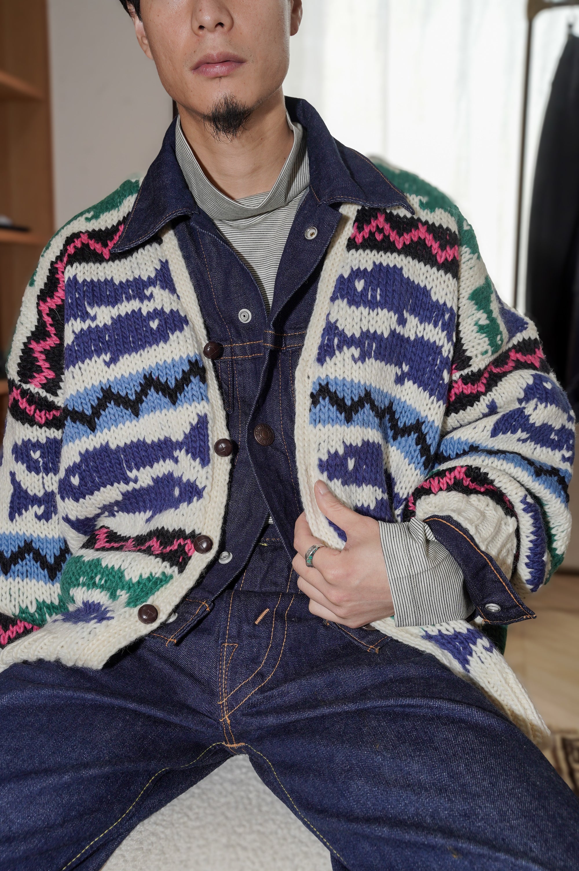 Gurank "Hand Knitting Cardigan" [WHITE]