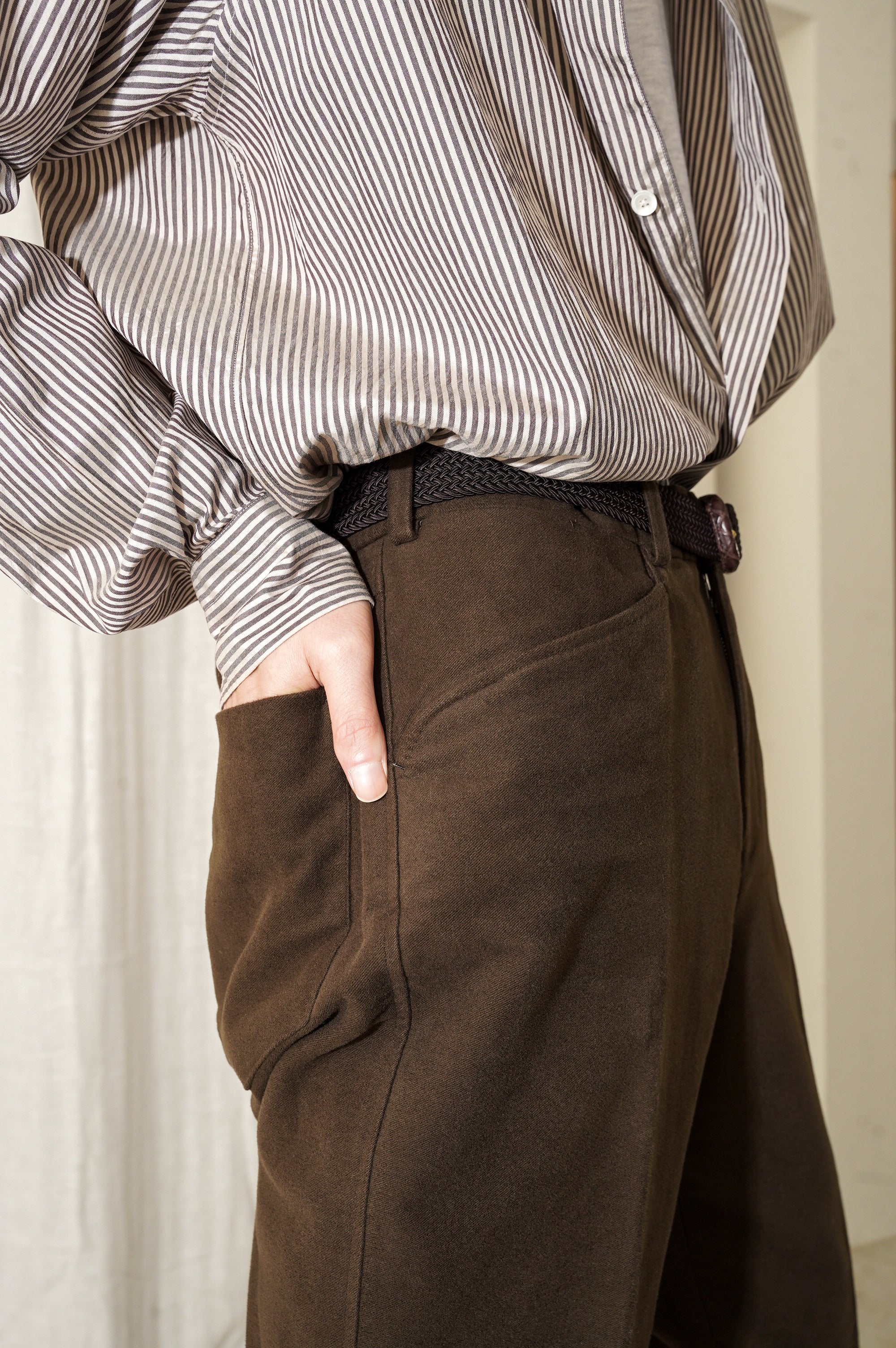 MAATEE&SONS "L POCKET NO PLEATS SLACKS"[D.BROWN]