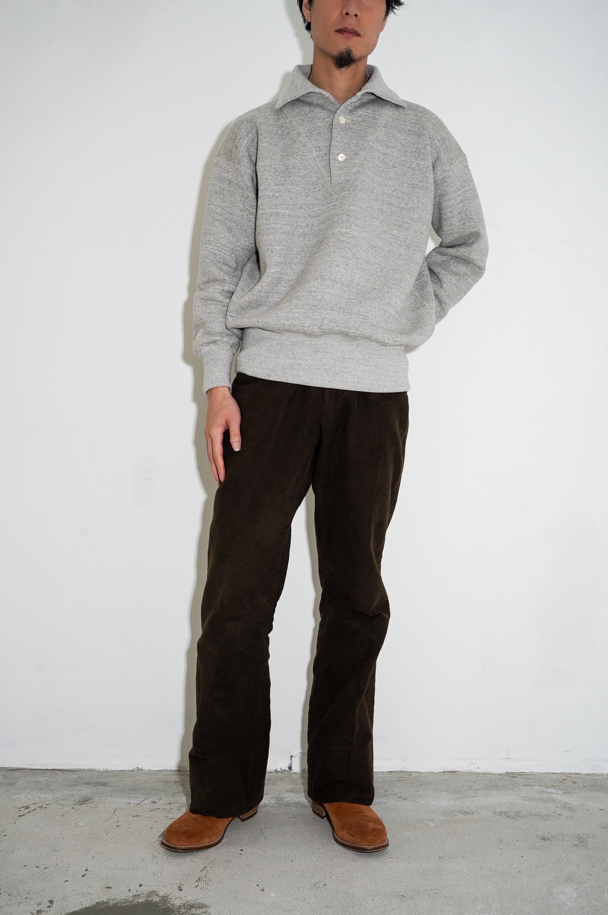 Olde Homesteader "Stand Collar Long Sleeve" [Top Gray]