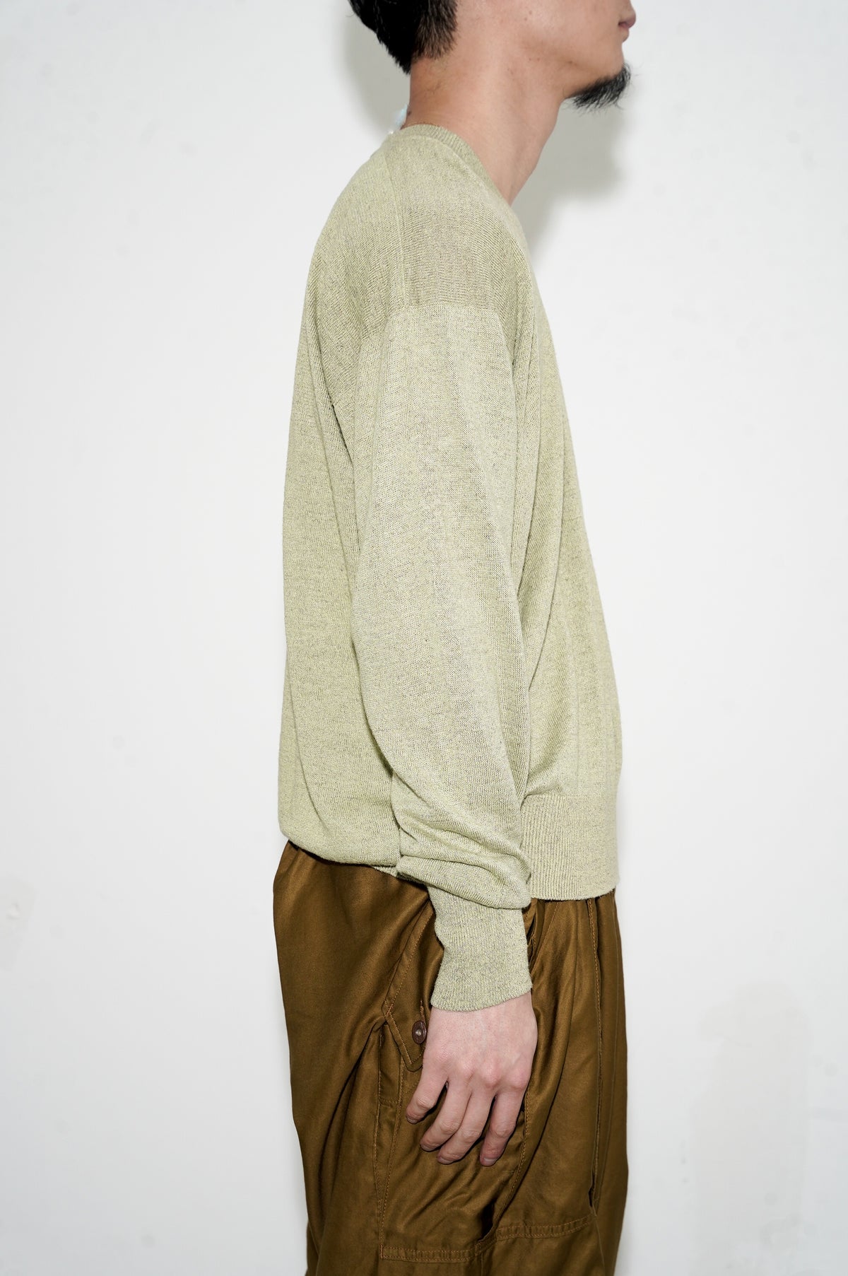 Olde H & Daughter "LINEN SILK PLAINE STITCH V NECK" [MEADOW]