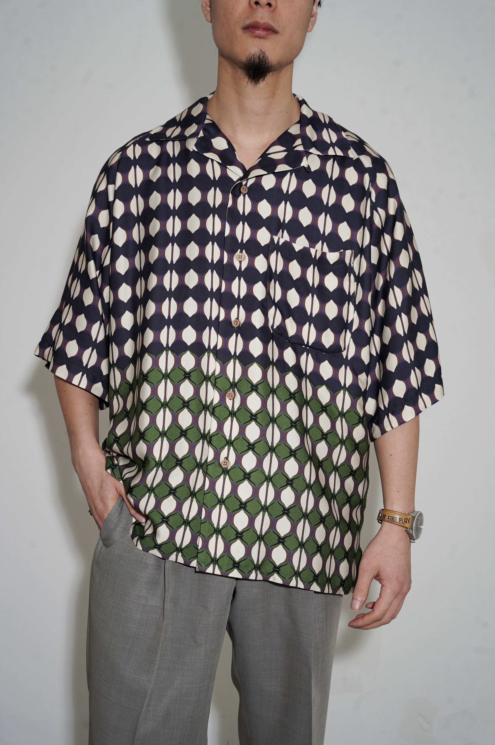 m's braque "ALOHA SHIRT" [NAVY]
