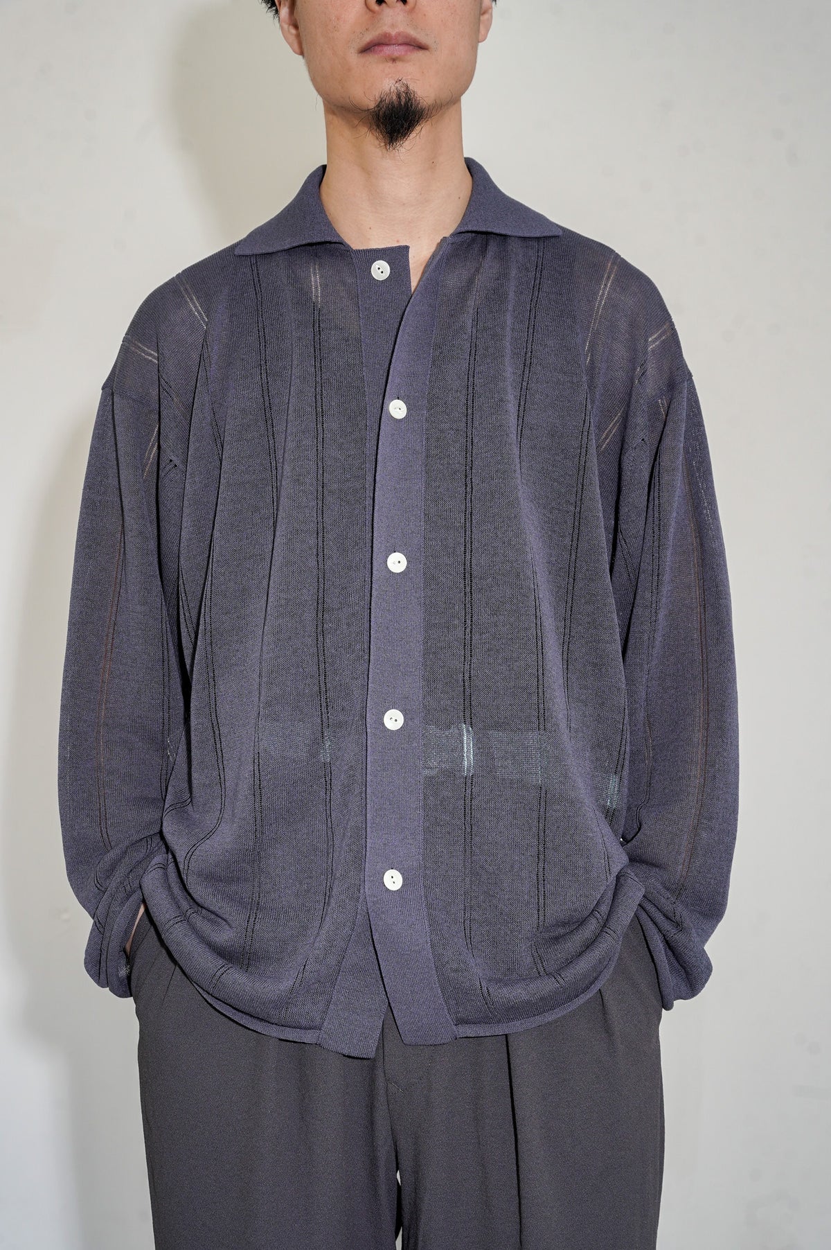 Olde H & Daughter "JYARI JYARI SILK SHIRT C/D" [CHARCOAL]