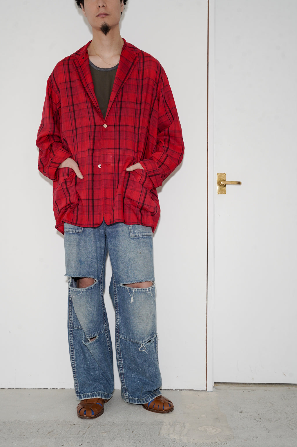 MAATEE&SONS "折って折ってJACKET H WOOL CHECK" [RED]