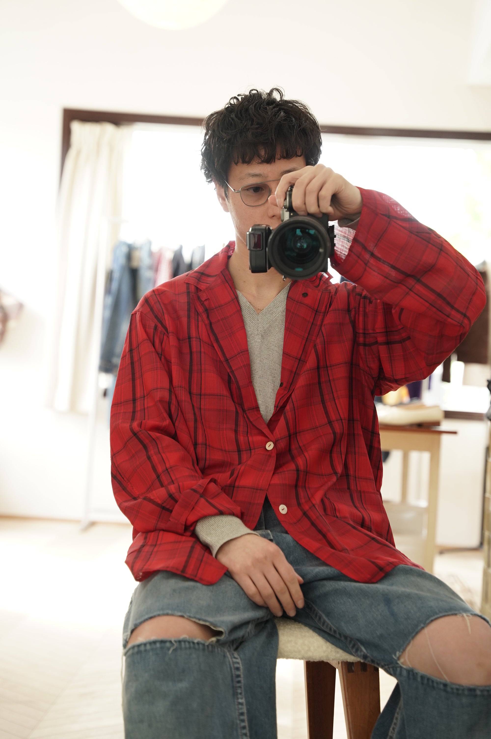 MAATEE&SONS "折って折ってJACKET H WOOL CHECK" [RED]