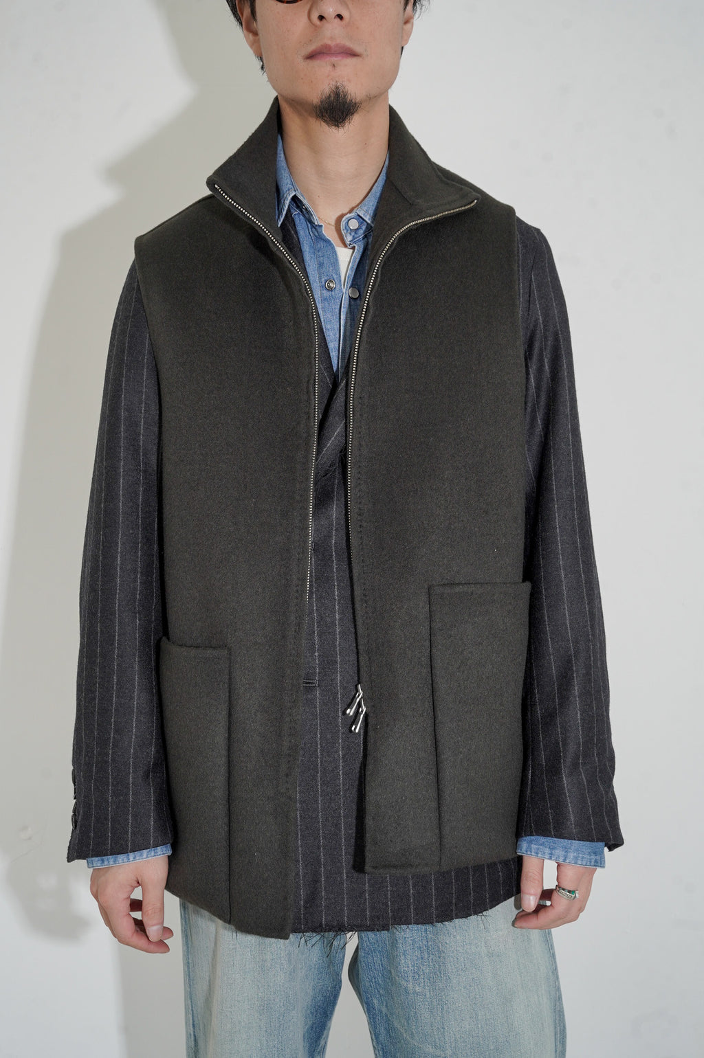 MAATEE&SONS "W Face Zip Vest" [Deep Khaki]