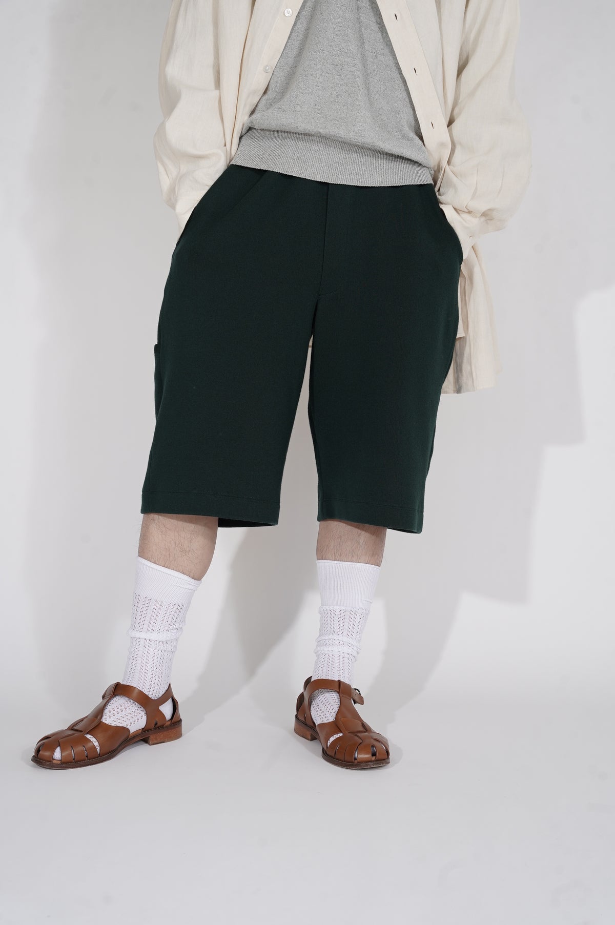 MEIAS "CO/WOOL WORK HALF PT" [D.GREEN]