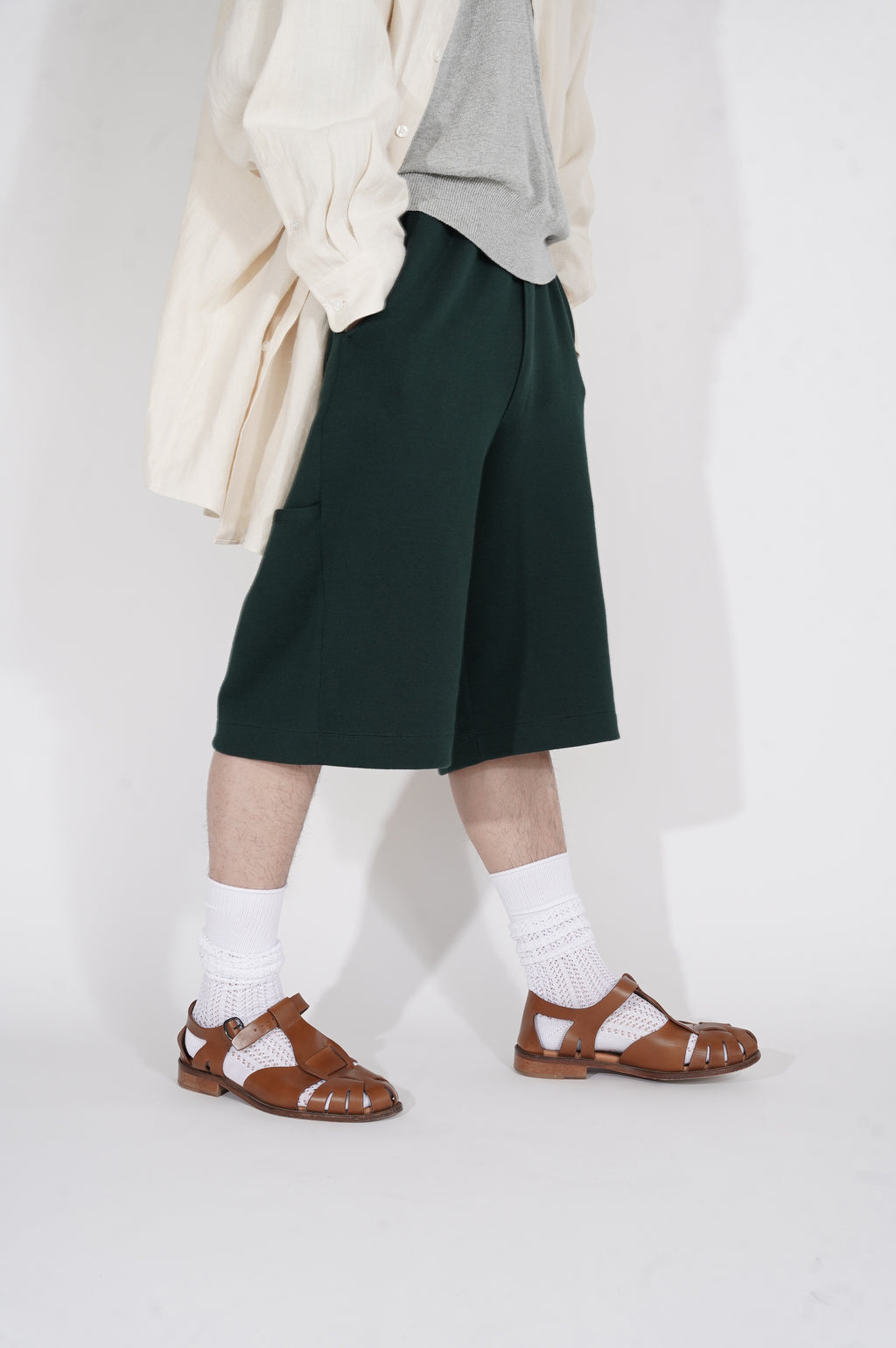 MEIAS "CO/WOOL WORK HALF PT" [D.GREEN]