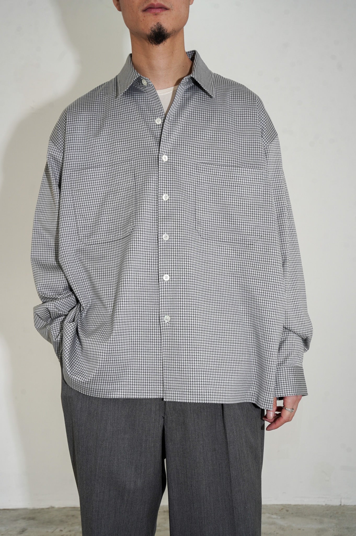 KAMEMASA PHIL. "36G CHECK BALISE SHIRT" [WHITE]