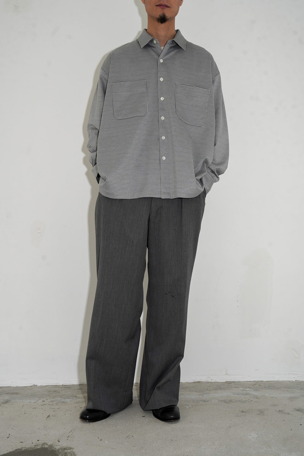 KAMEMASA PHIL. "36G CHECK BALISE SHIRT" [WHITE]