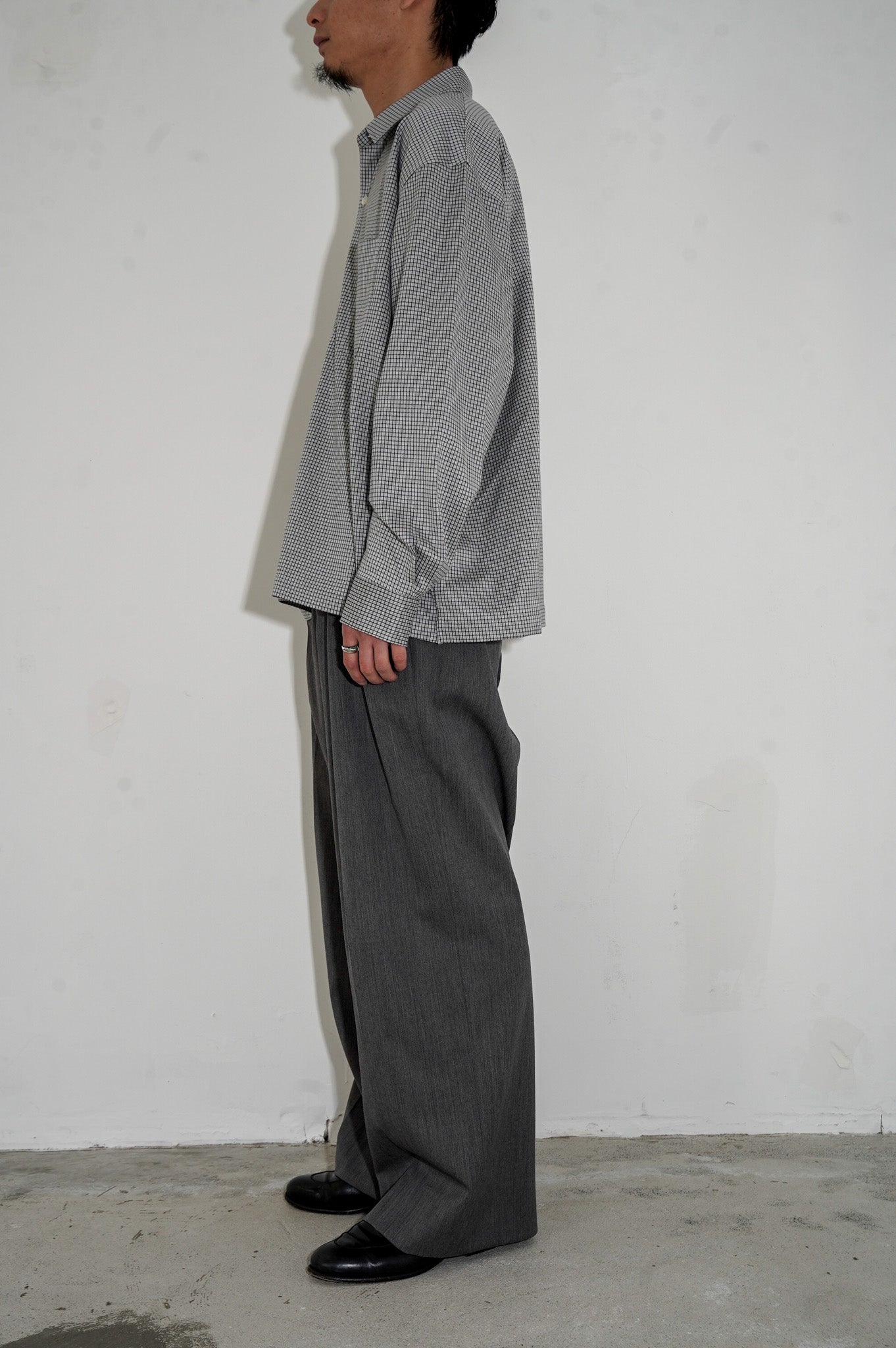 KAMEMASA PHIL. "36G CHECK BALISE SHIRT" [WHITE]