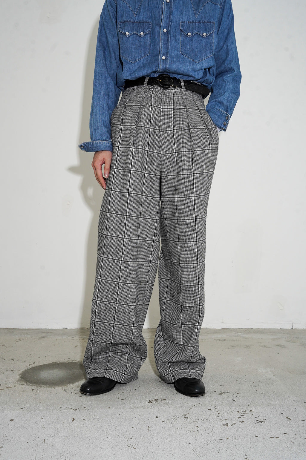 m's braque "TUCKED BAGGY PANTS" [BLACK&WHITE]