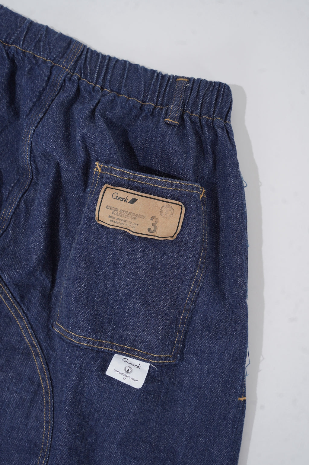 Gurank "8oz raw denim double knee pants"