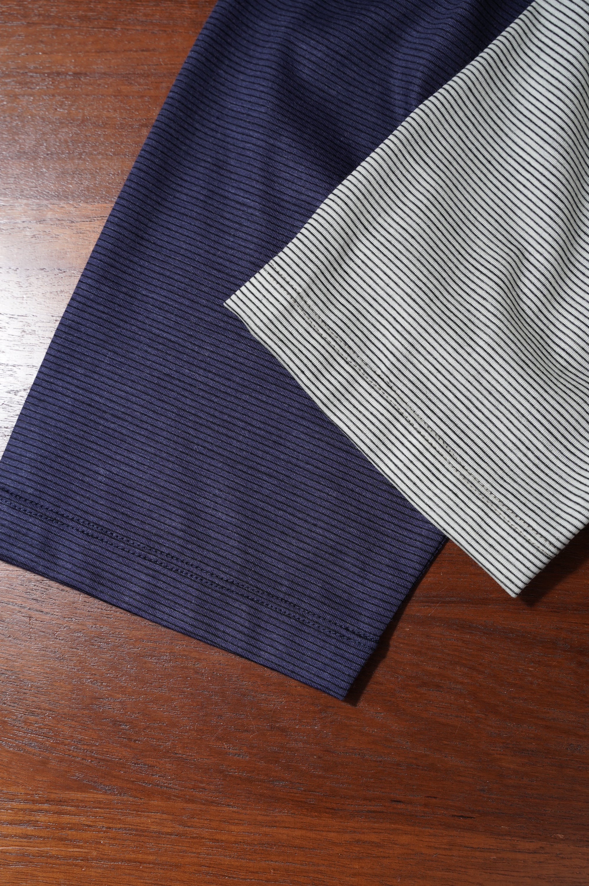 KANEMASA PHIL. "36G WOOL STRIPE TURTLE NECK" ［REGENTS WHITE］