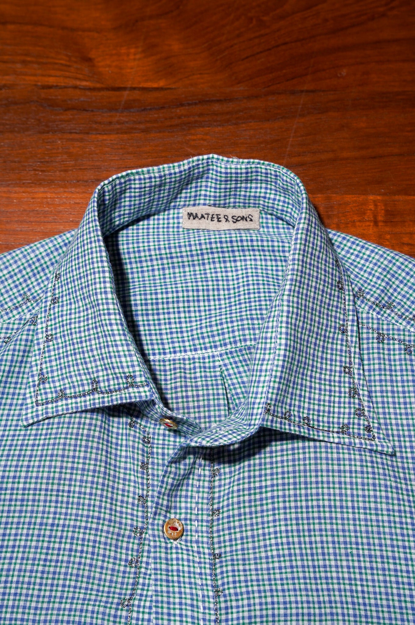 MAATEE&SONS "GUPTA EMBROIDERY" [BLUE GREEN CHK]