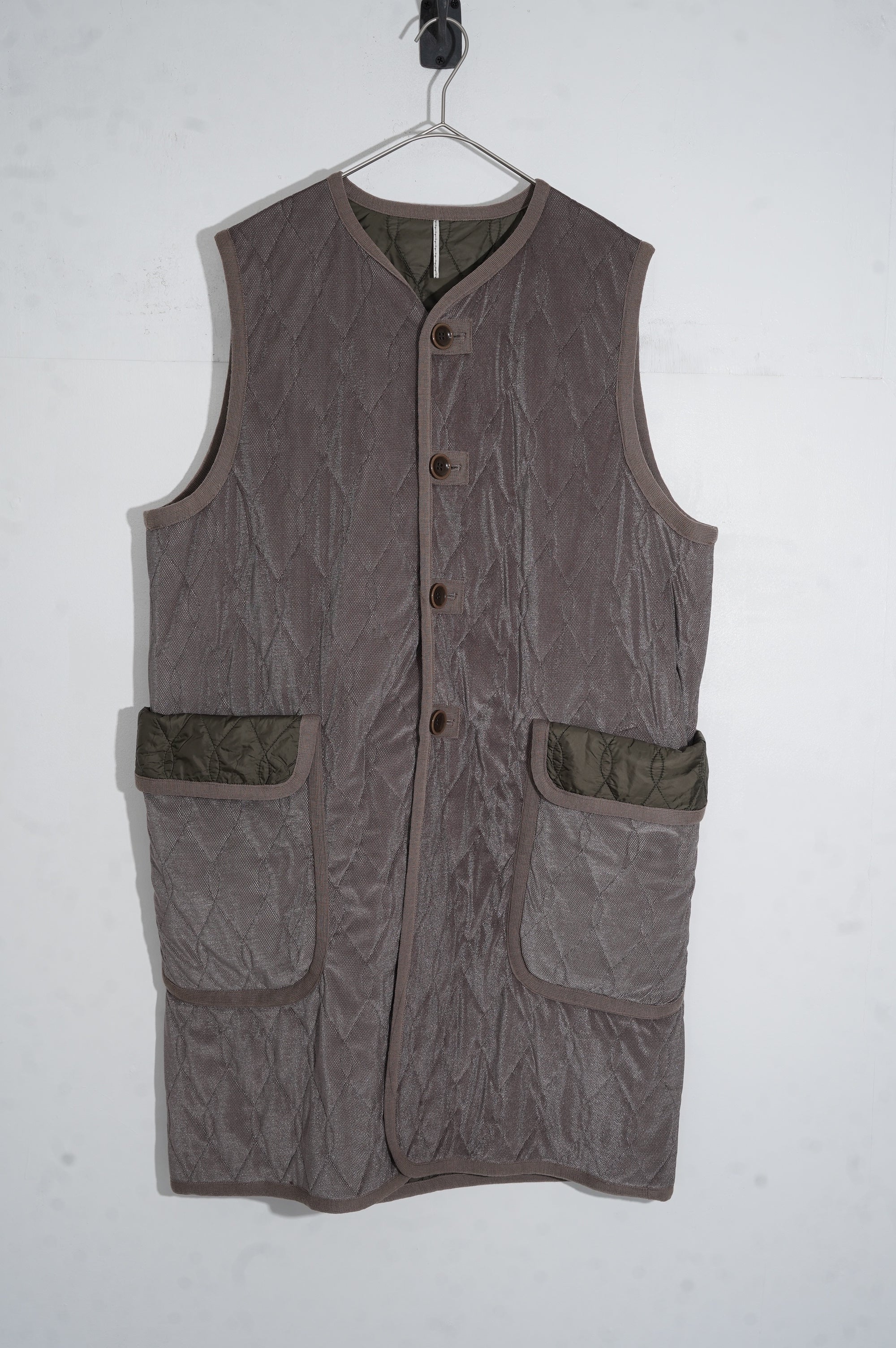 m's braque "SILK LOFT QUILTING CAR LONG VEST" ［MOCHA］