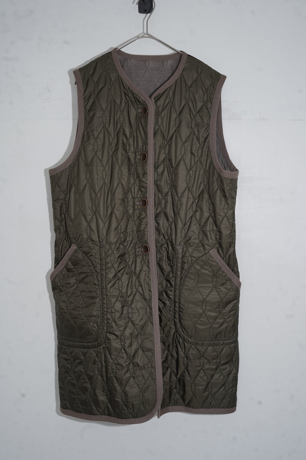 m's braque "SILK LOFT QUILTING CAR LONG VEST" ［MOCHA］