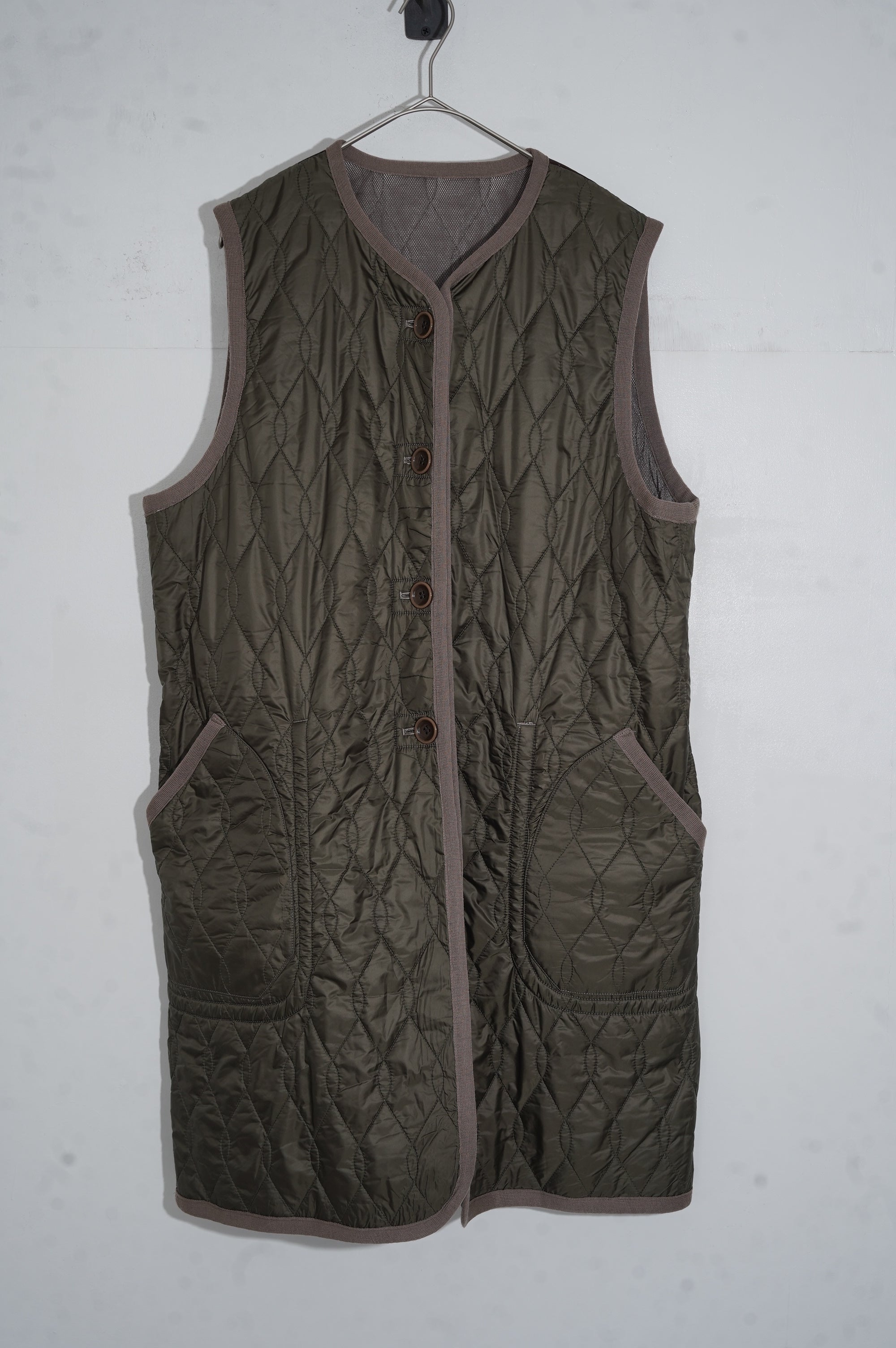 m's braque "SILK LOFT QUILTING CAR LONG VEST" ［MOCHA］