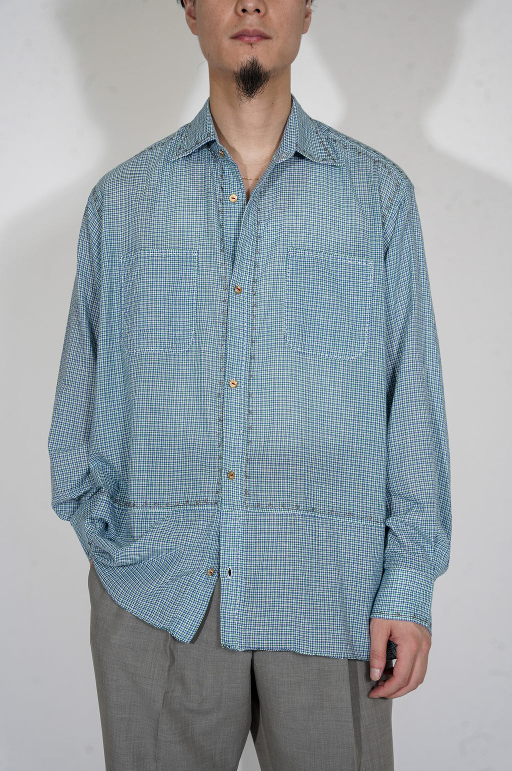 MAATEE&SONS "GUPTA EMBROIDERY" [BLUE GREEN CHK]
