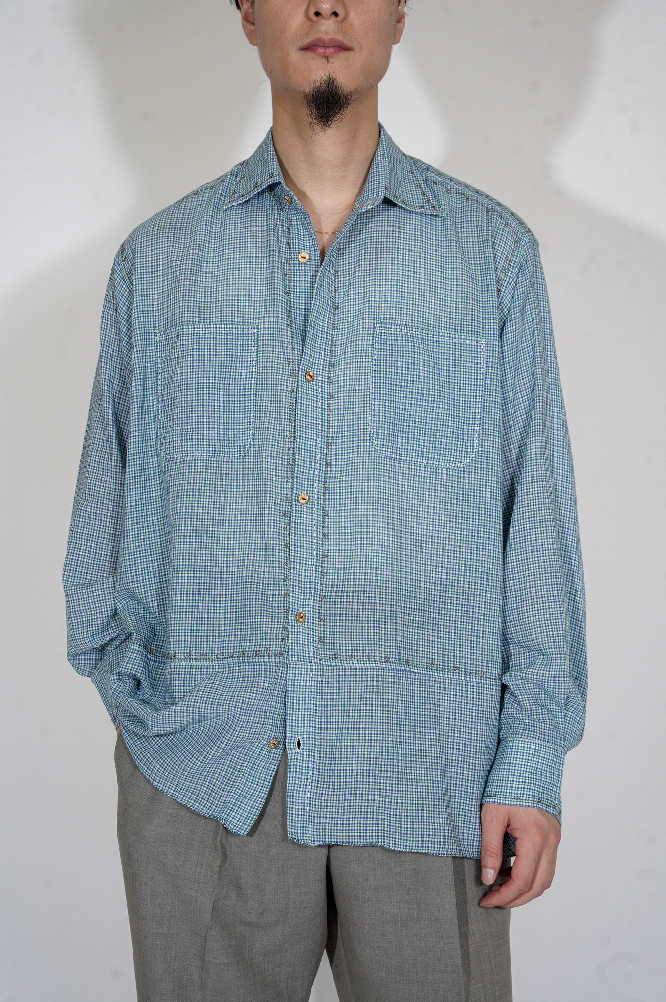 MAATEE&SONS "GUPTA EMBROIDERY" [BLUE GREEN CHK]