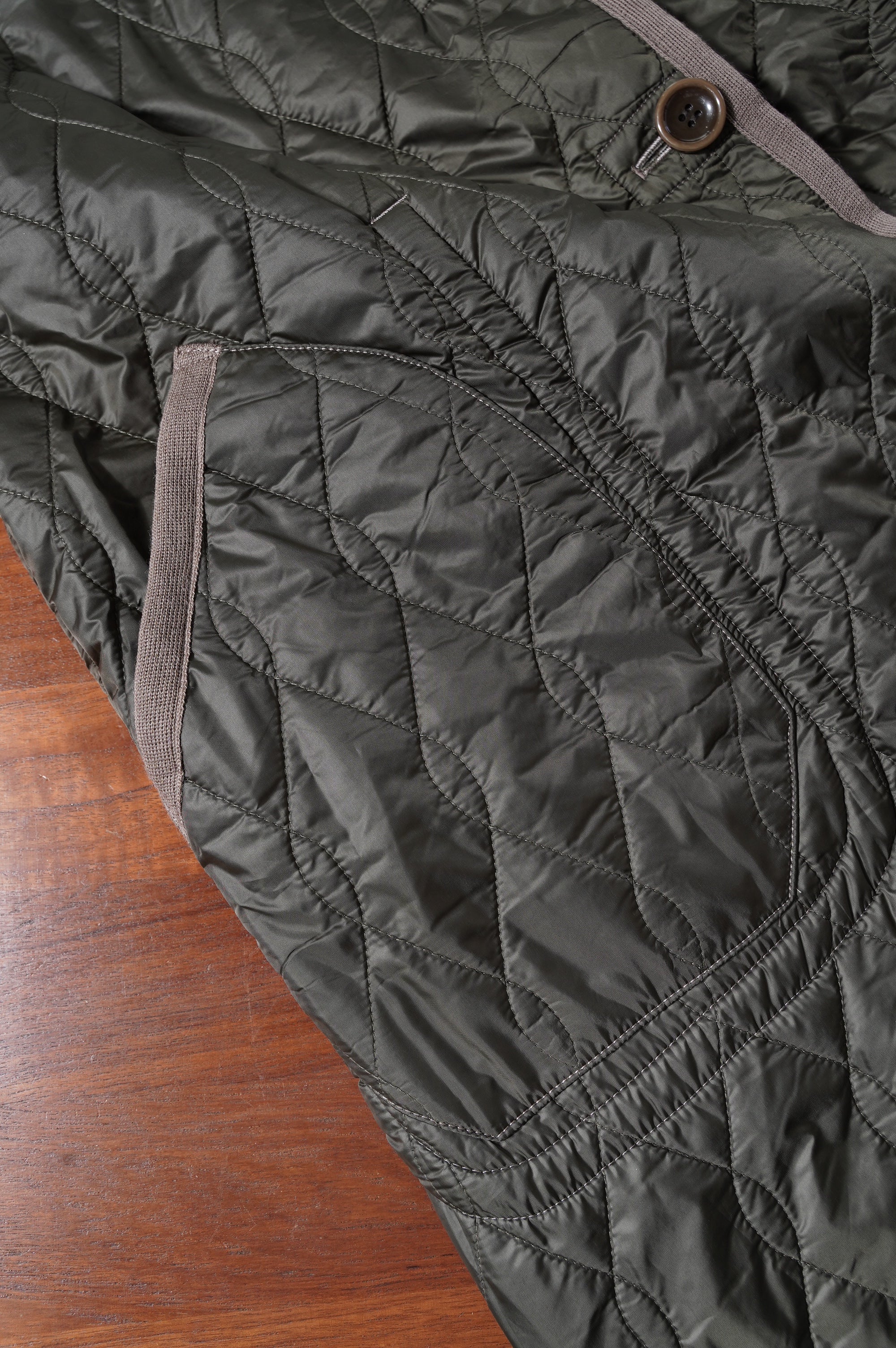 m's braque "SILK LOFT QUILTING CAR LONG VEST" ［MOCHA］