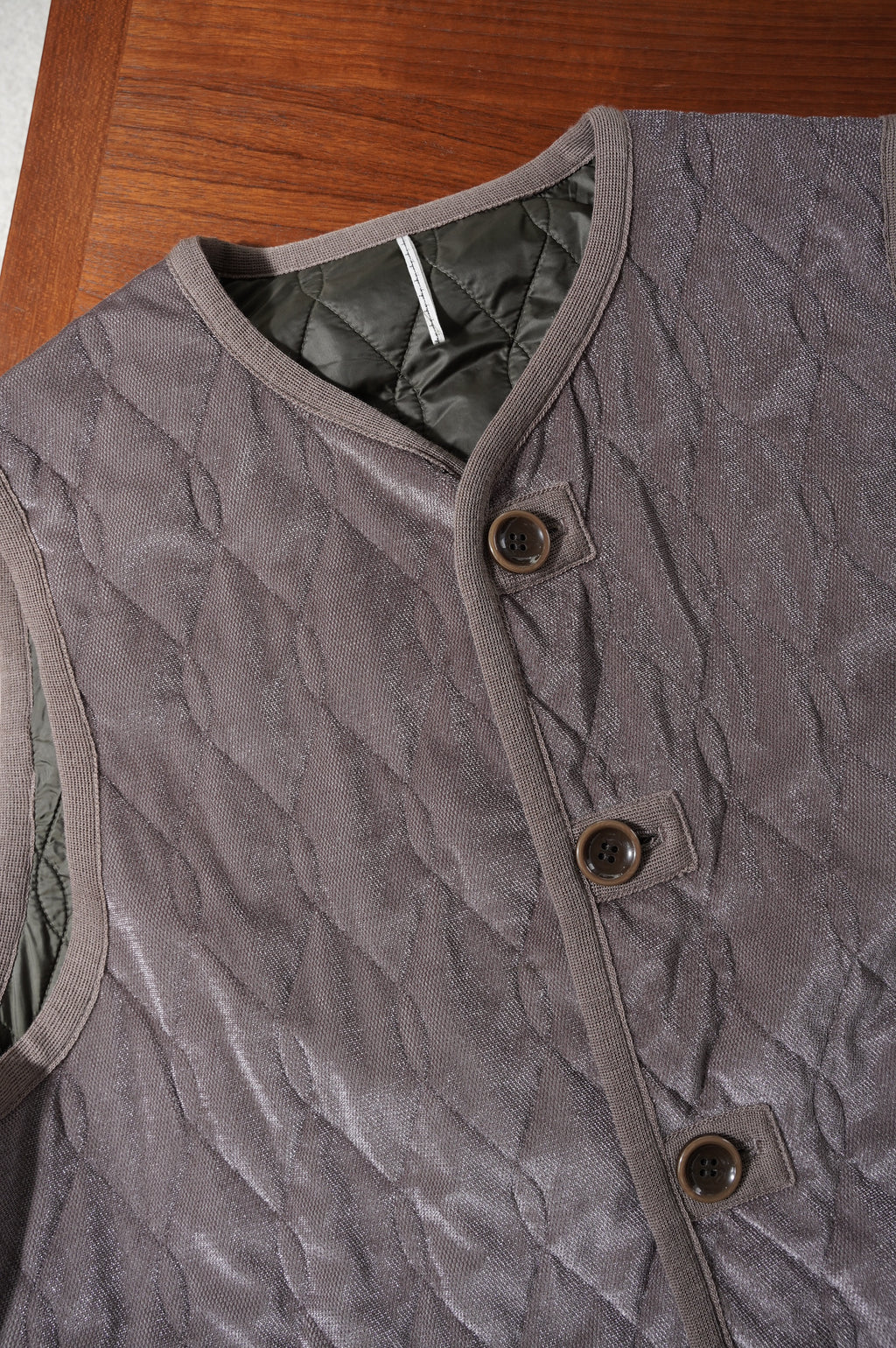m's braque "SILK LOFT QUILTING CAR LONG VEST" ［MOCHA］