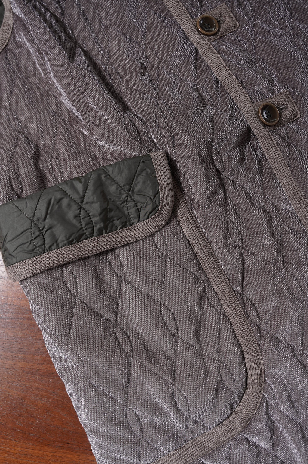 m's braque "SILK LOFT QUILTING CAR LONG VEST" ［MOCHA］