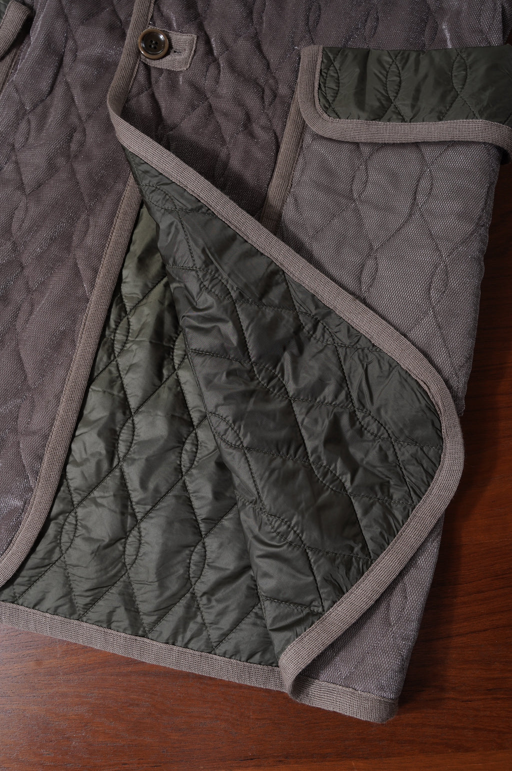 m's braque "SILK LOFT QUILTING CAR LONG VEST" ［MOCHA］