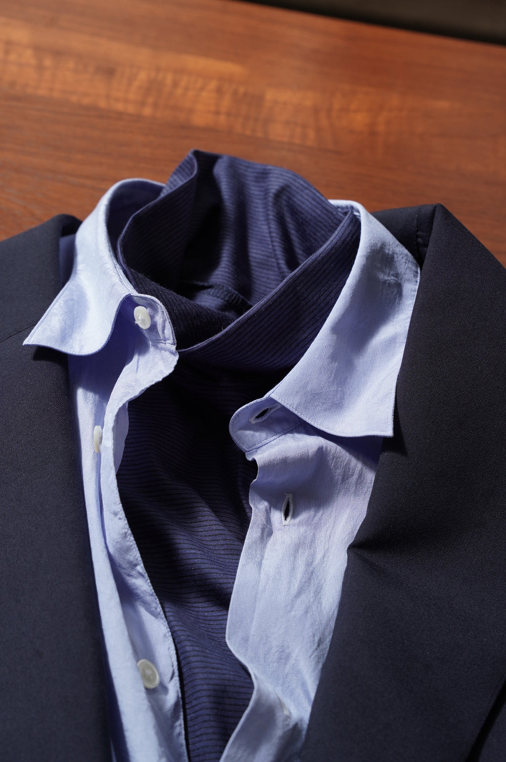 KANEMASA PHIL. "36G WOOL STRIPE TURTLE NECK" ［ROYAL BLUE］
