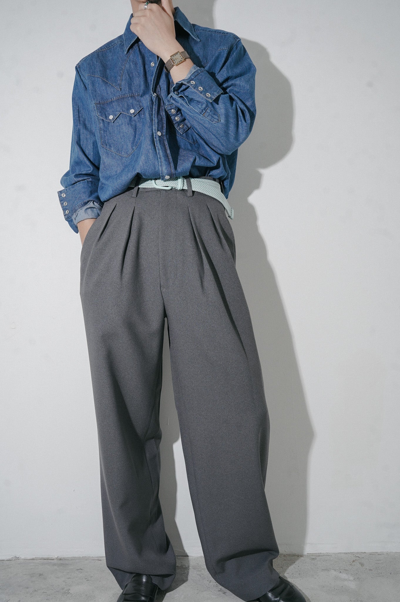 m's braque "TUCKED BAGGY PANTS" ［CHARCOAL］