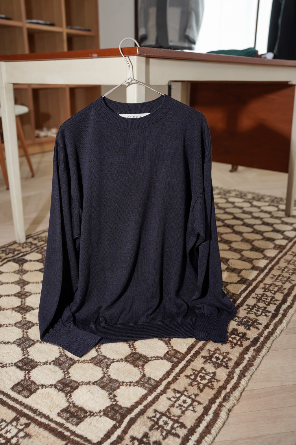 Olde H & daughter "SILK PLANE STICH CREW NECK" [MID NIGHT]
