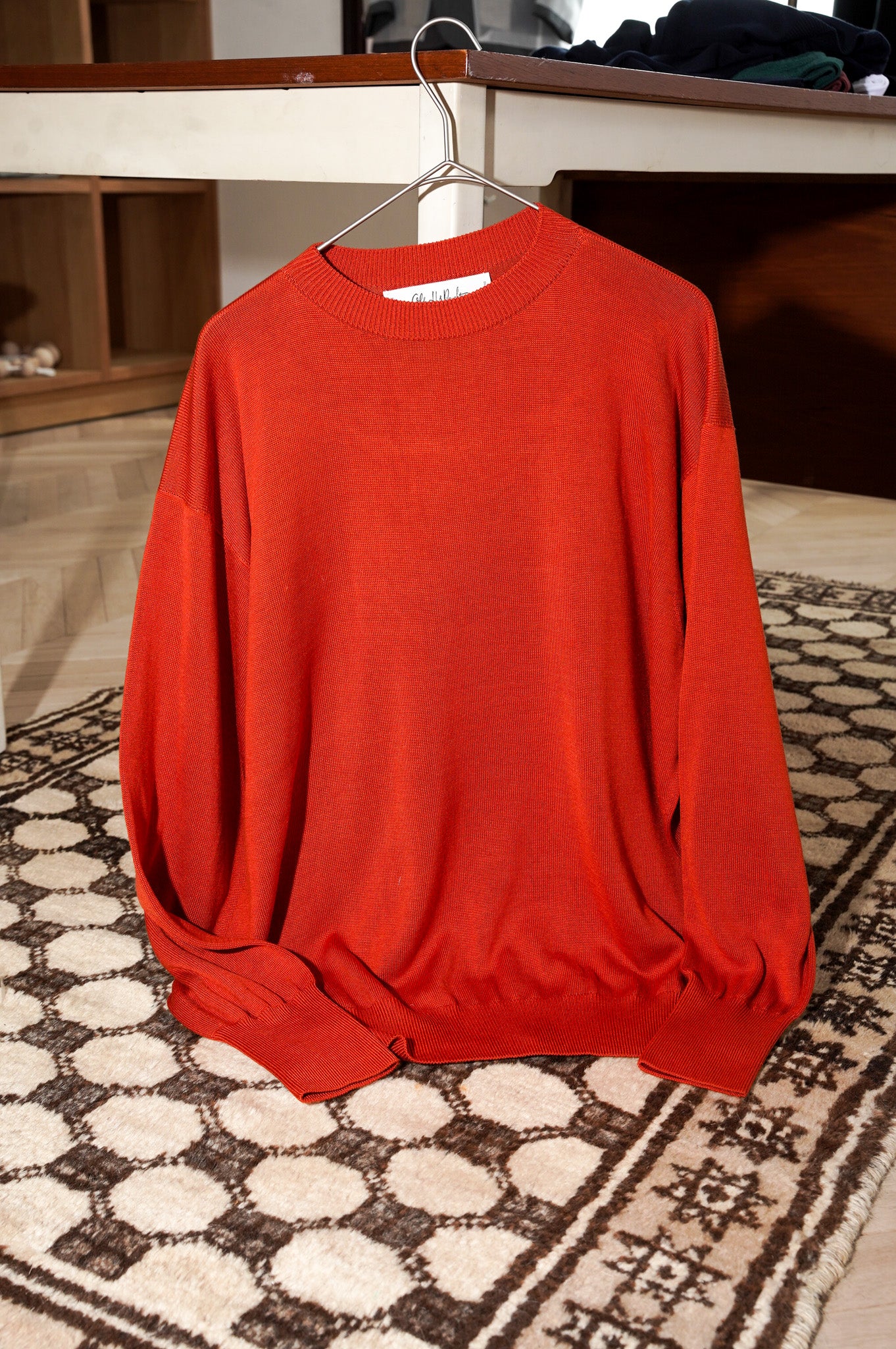 Olde H & Daughter "SILK PLANE STITCH CREW NECK" [SALSA]