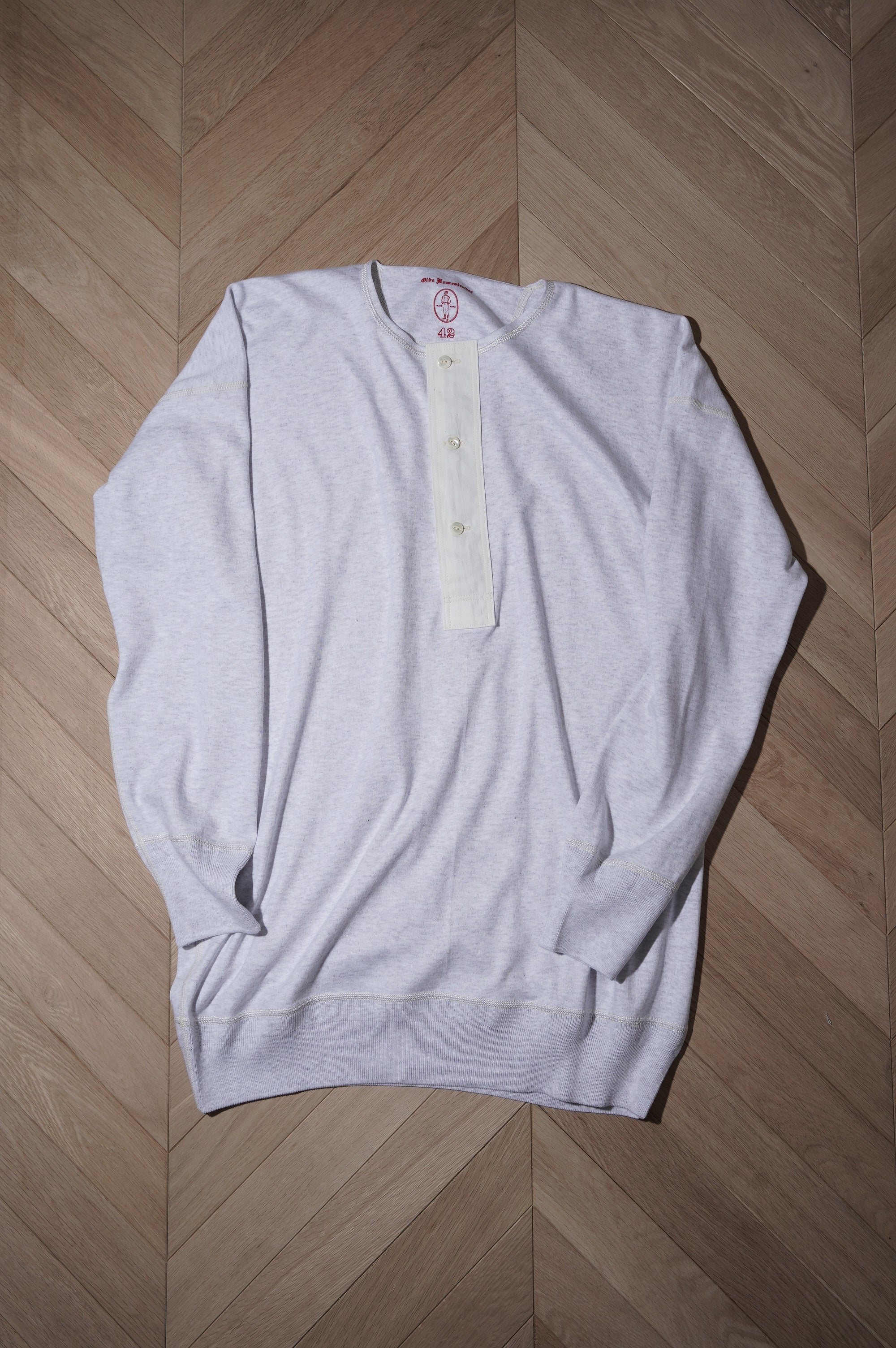 Olde Homesteader "INTERLOCK HENLEY NECK LONG SLEEVE" [WHITE HEATHER]