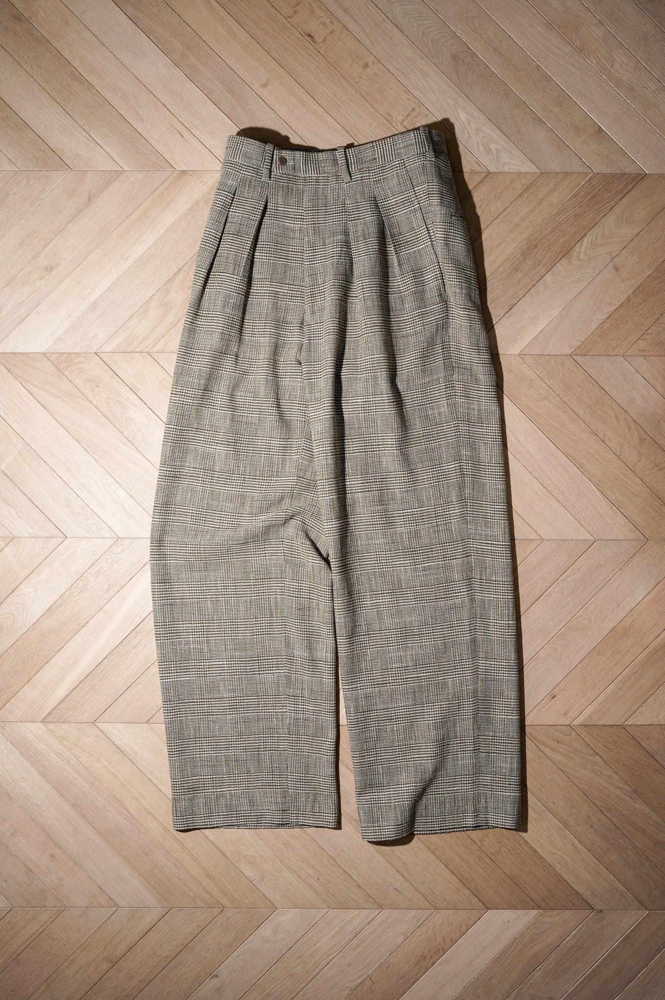 m's braque "TUCKED BAGGY PANTS" [GREN CHECK BEIGE]