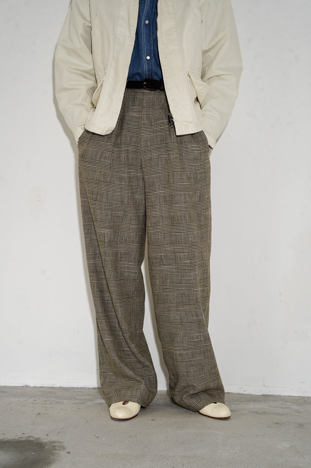 m's braque "TUCKED BAGGY PANTS" [GREN CHECK BEIGE]