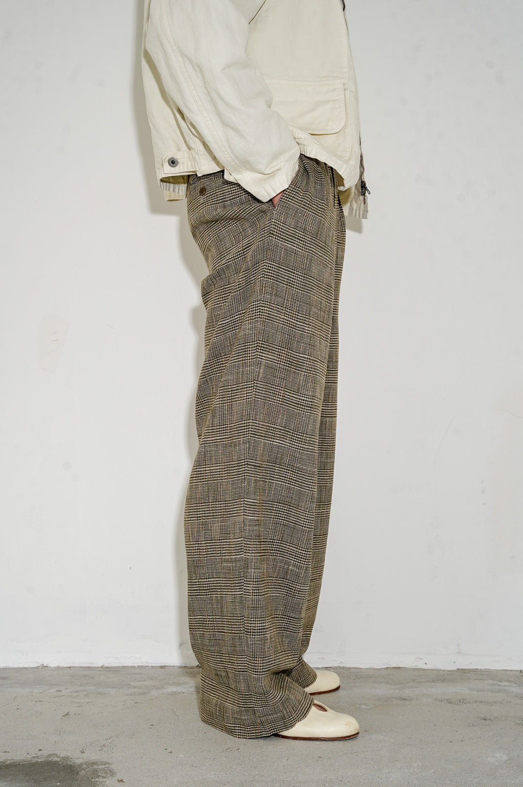 m's braque "TUCKED BAGGY PANTS" [GREN CHECK BEIGE]