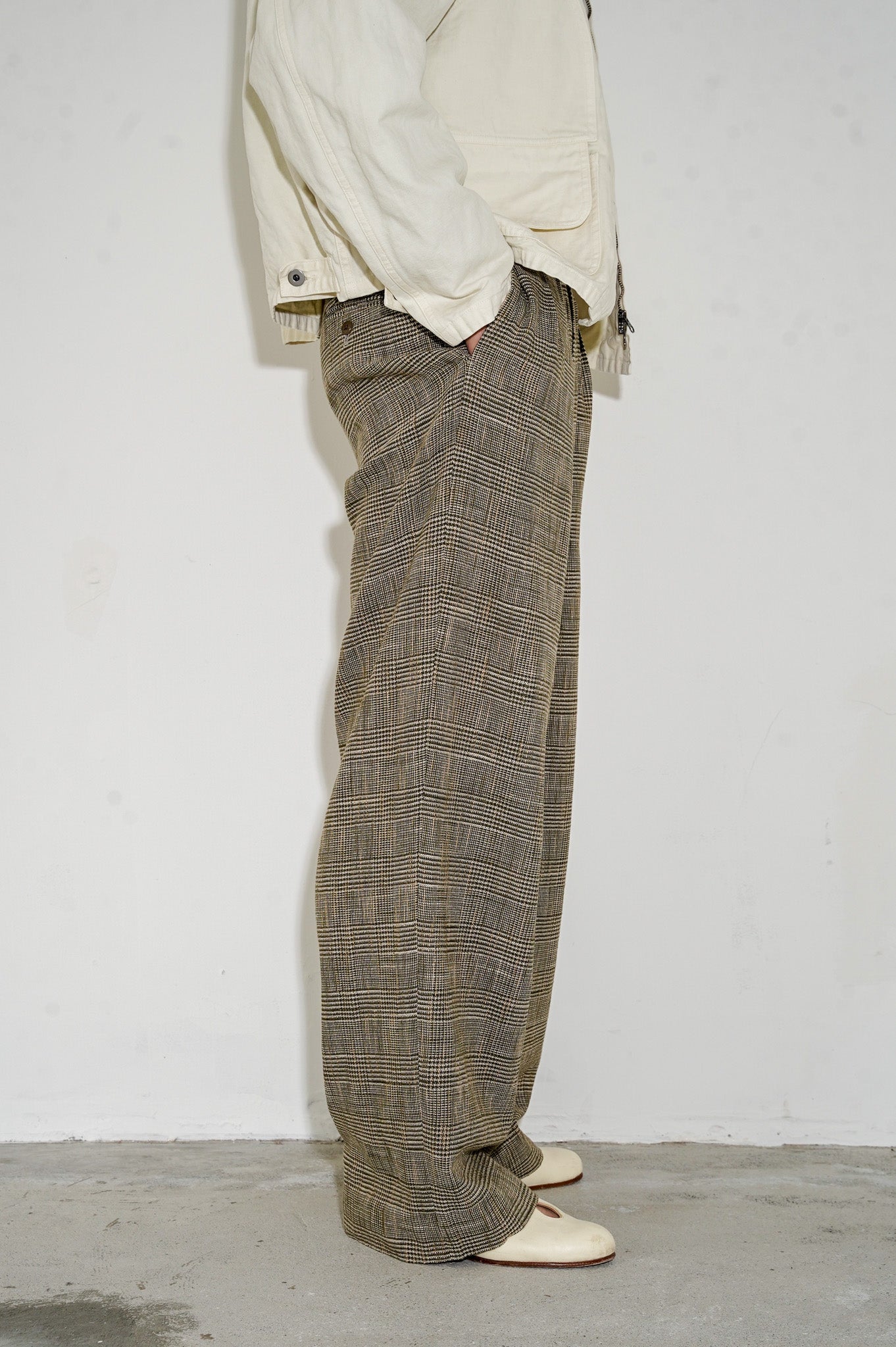 m's braque "TUCKED BAGGY PANTS" [GREN CHECK BEIGE]