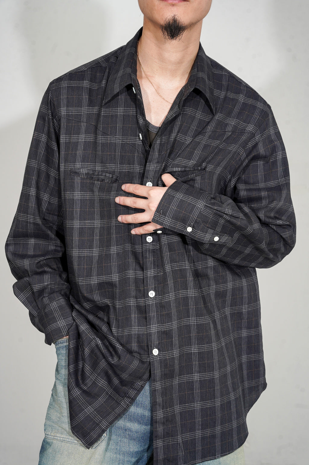 BISOWN "SZ BOIL COTTON WESTERN SHIRT" [TOP GRAY CHECK]