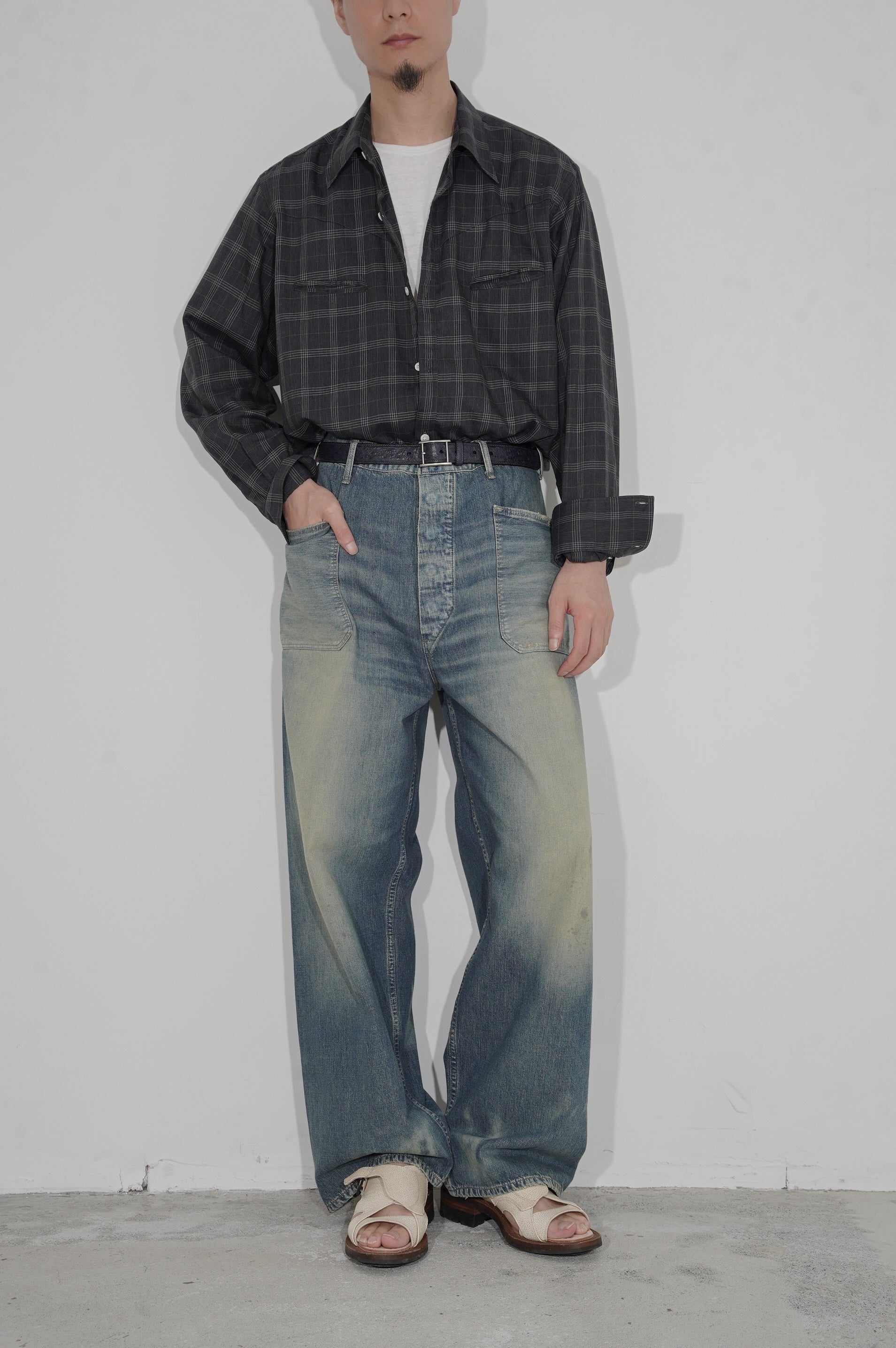 BISOWN "SZ BOIL COTTON WESTERN SHIRT" [TOP GRAY CHECK]