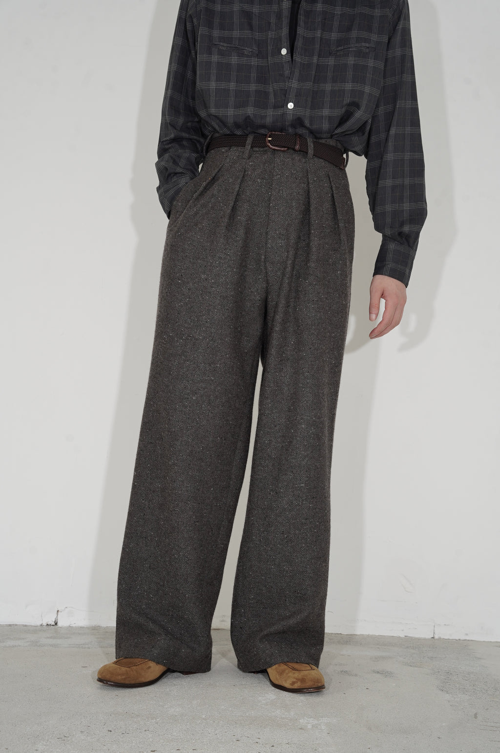 m's braque "TUCKED BAGGY PANTS" [MOCHA GREY]