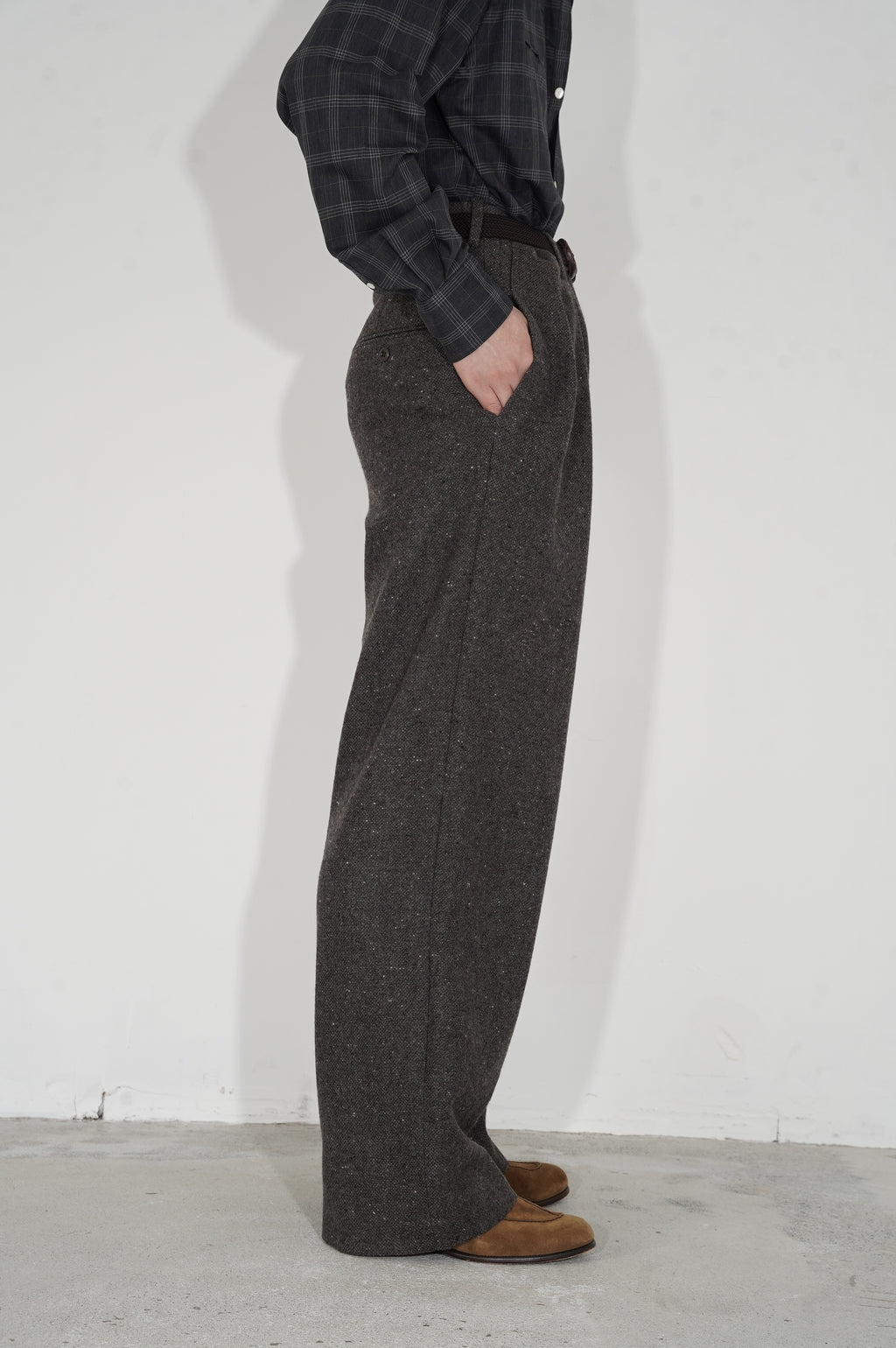 m's braque "TUCKED BAGGY PANTS" [MOCHA GREY]