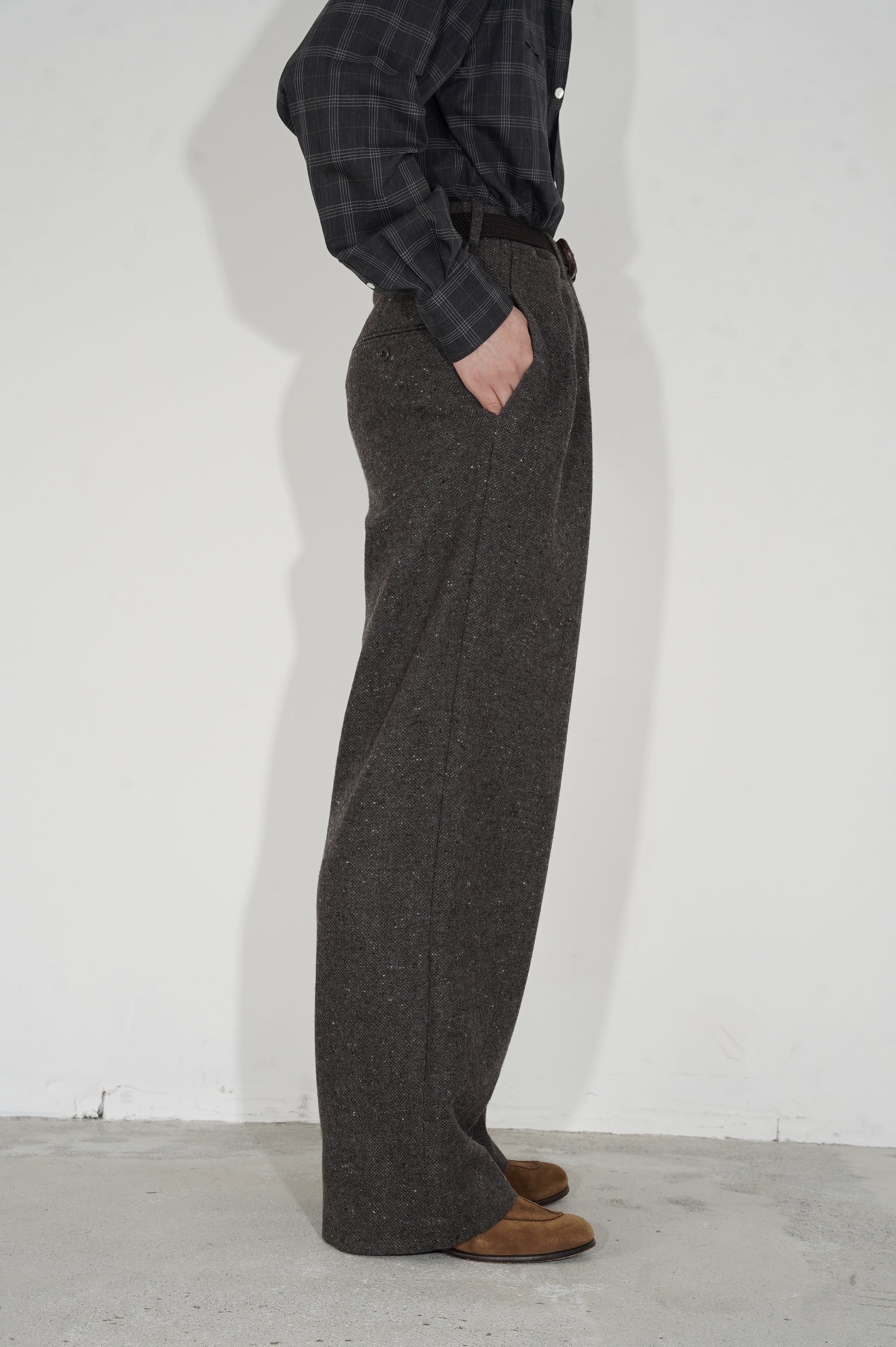 m's braque "TUCKED BAGGY PANTS" [MOCHA GREY]