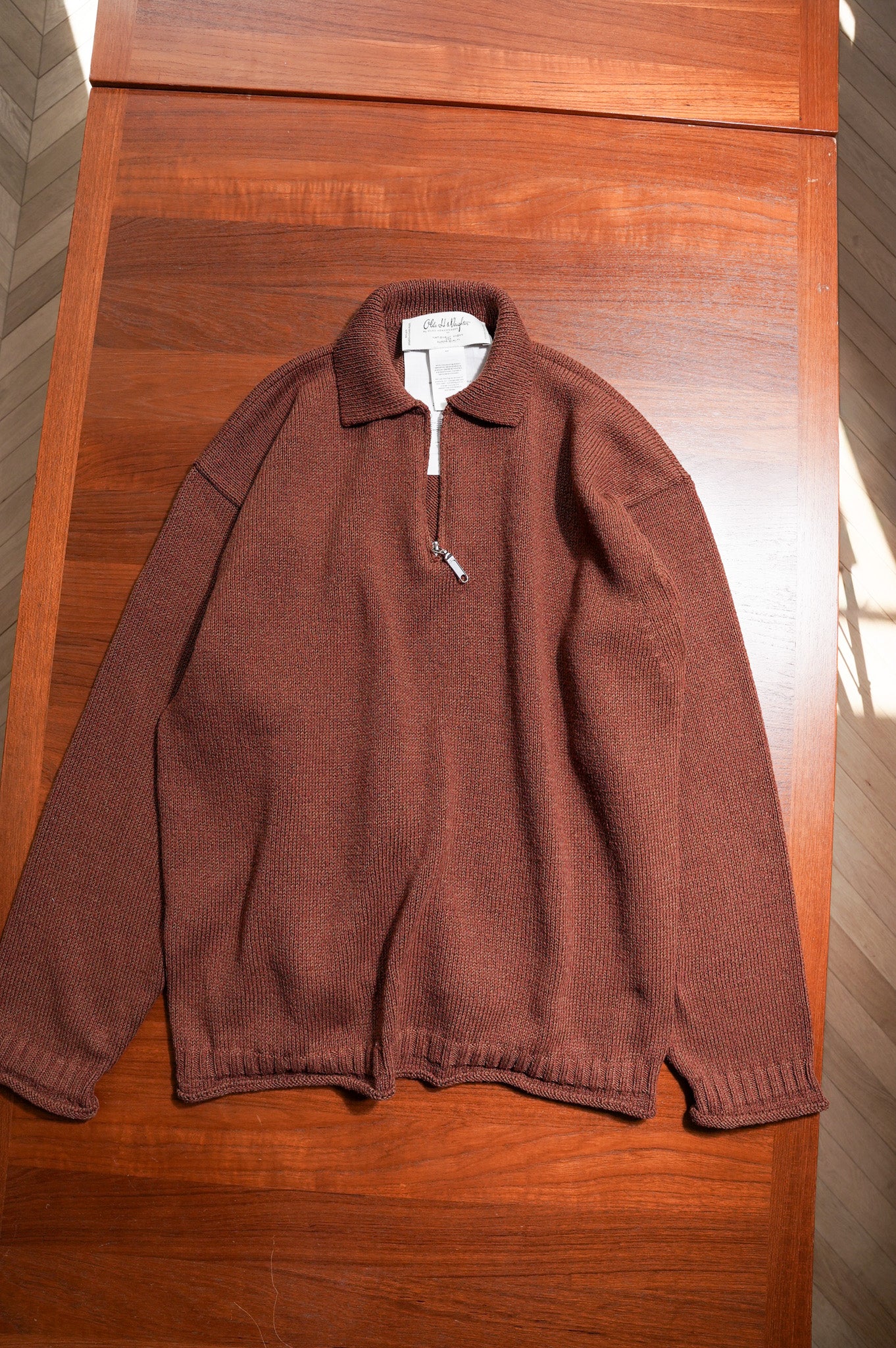 Olde H & Daughter "SILK COTTON HALF ZIP P/O" [BROWNIE]