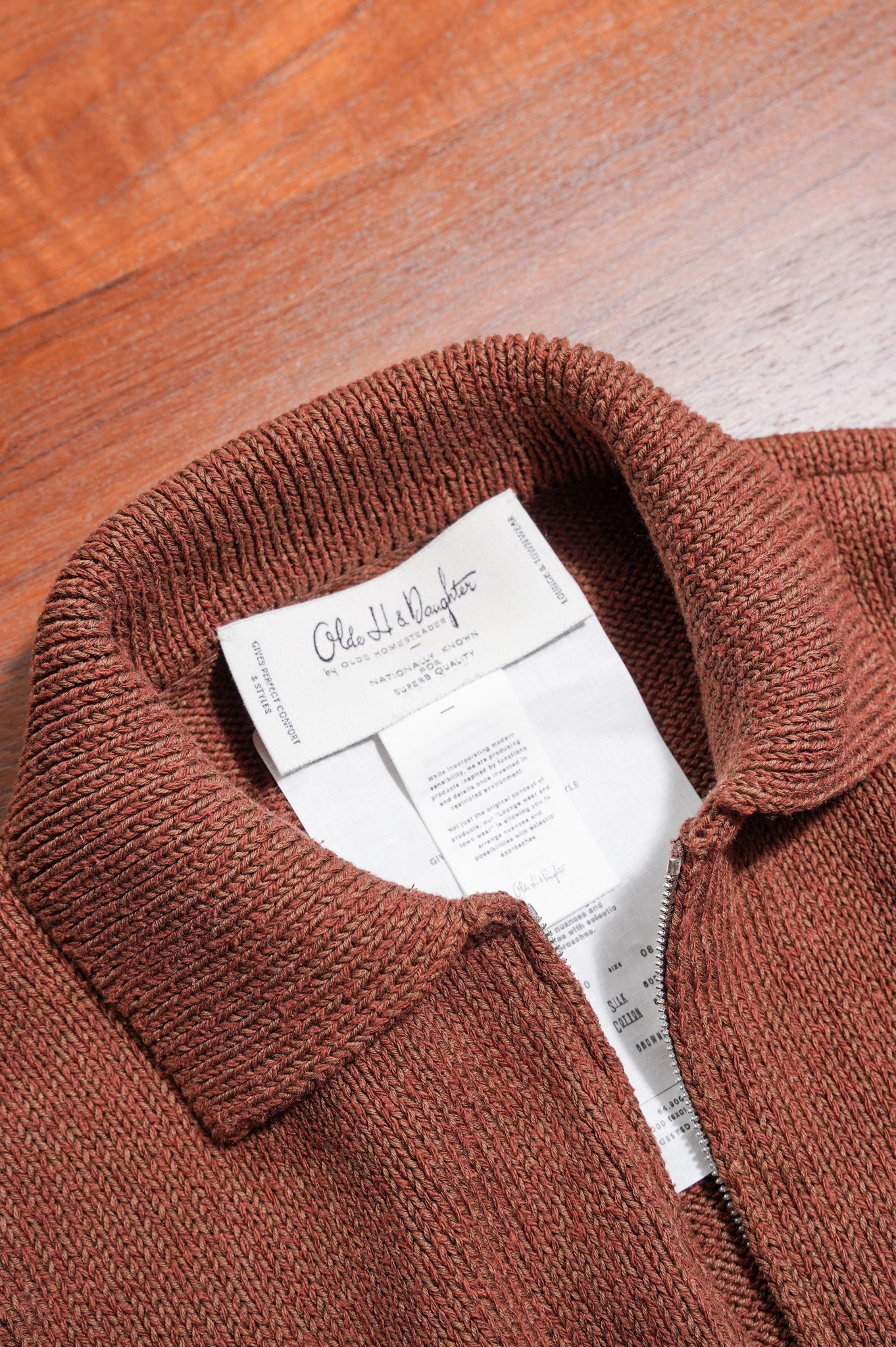 Olde H & Daughter "SILK COTTON HALF ZIP P/O" [BROWNIE]