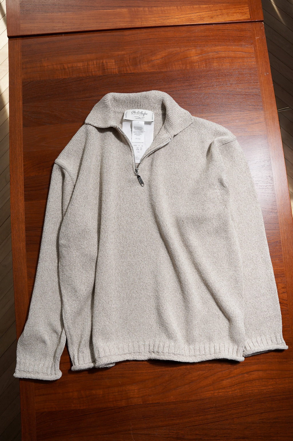 Olde H & Daughter "SILK COTTON HALF ZIP P/O" [STONE]