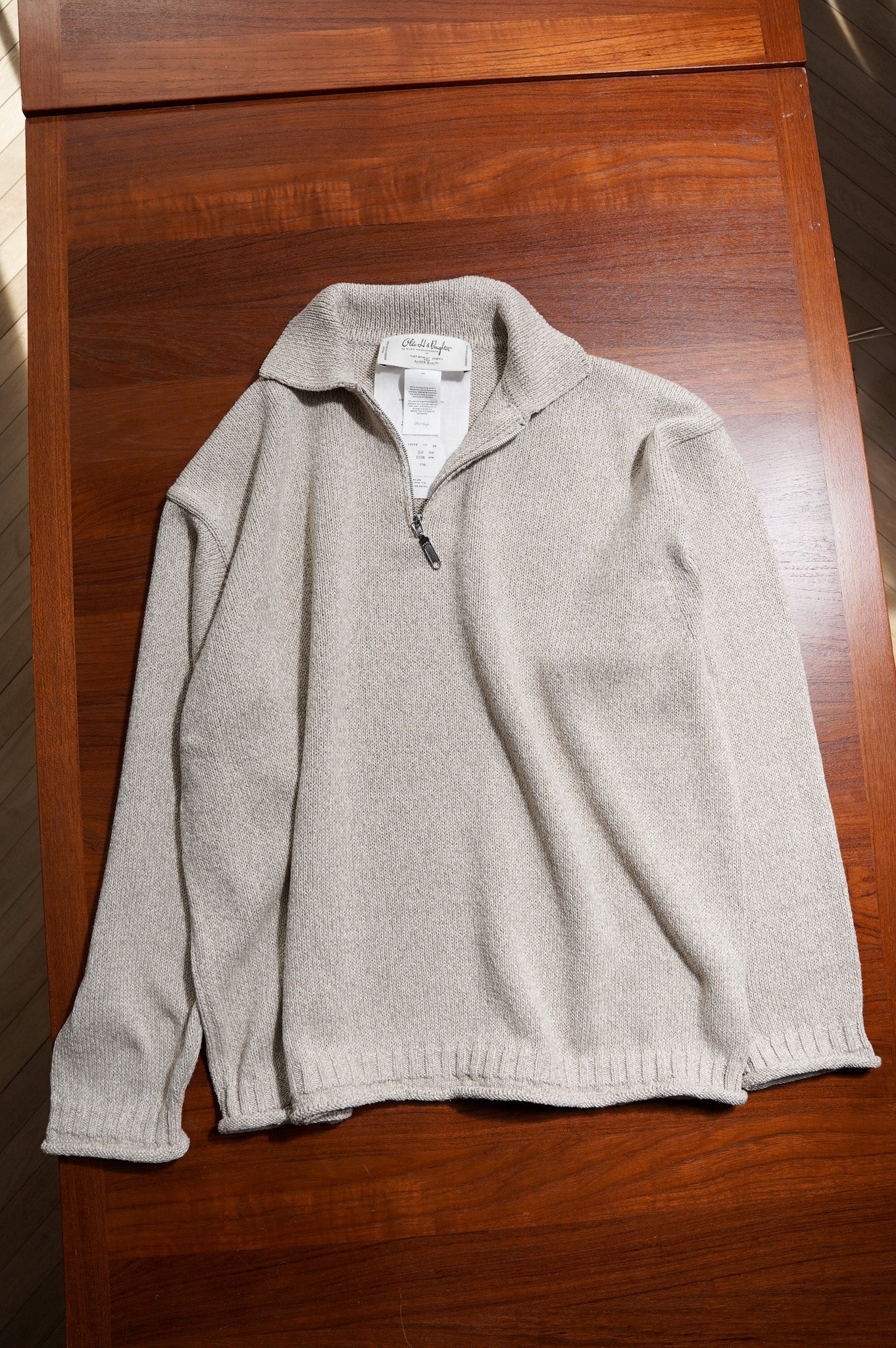 Olde H & Daughter "SILK COTTON HALF ZIP P/O" [STONE]