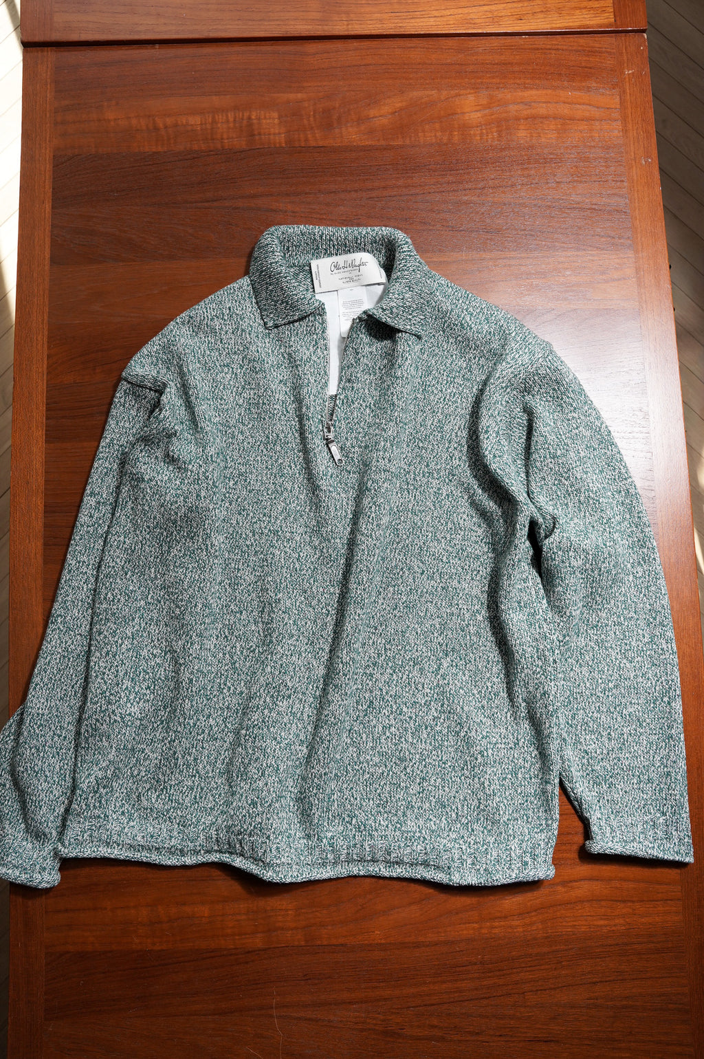 Olde H & Daughter "SILK COTTON HALF ZIP P/O" [SEA GRASS]