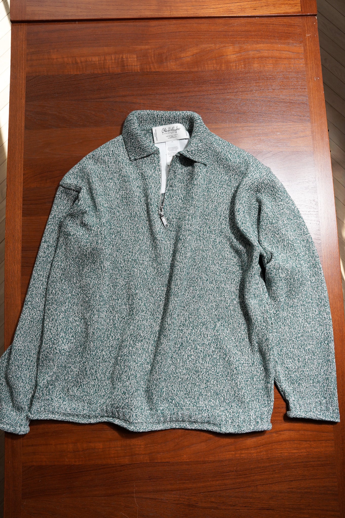 Olde H & Daughter "SILK COTTON HALF ZIP P/O" [SEA GRASS]