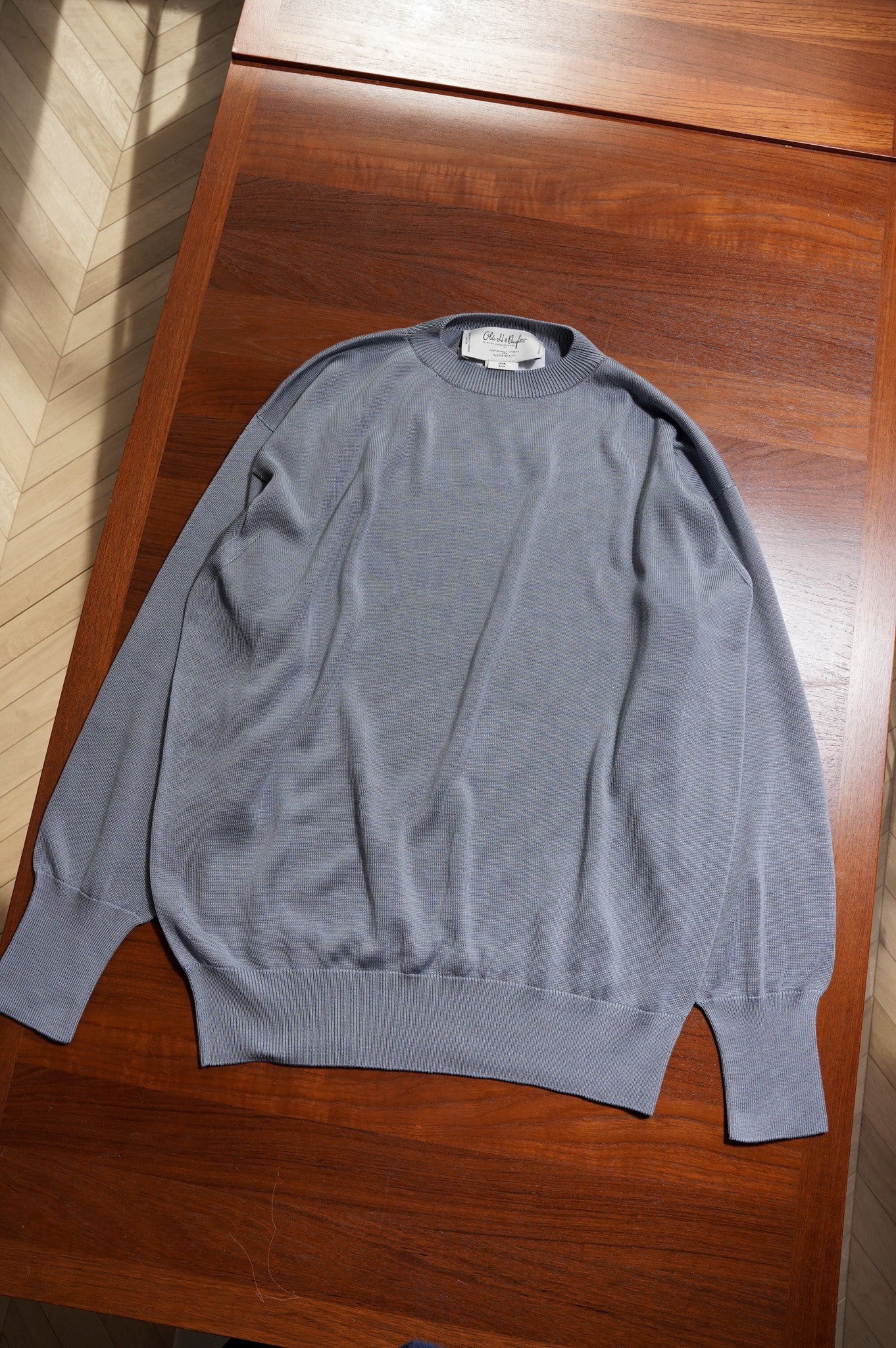Olde H & Daughter "SILK PLANE STICH CREW NECK L/S" [BLUE STONE]